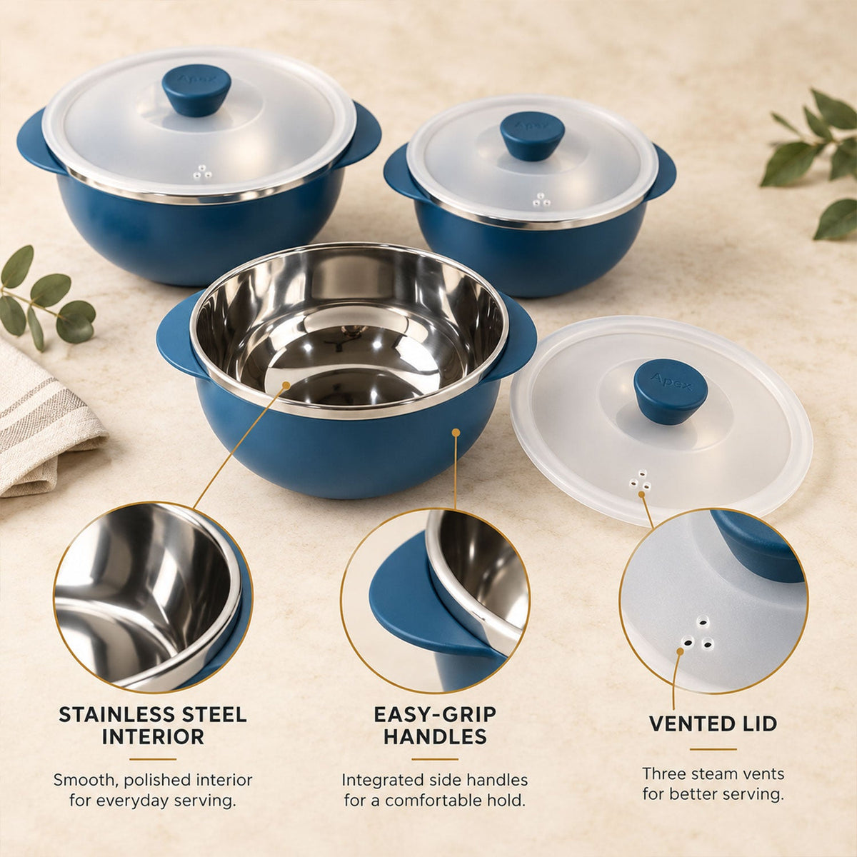 Casserole set size guide