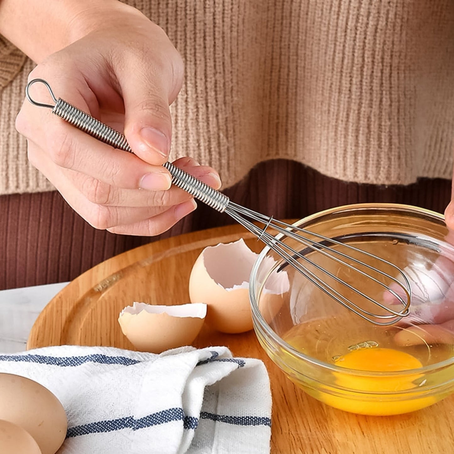 Professional stainless steel kitchen whisk for cooking preparation