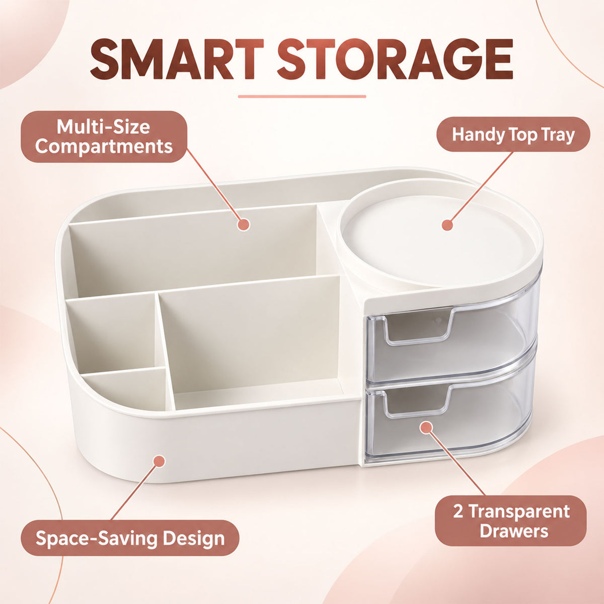 Multi-Functional Plastic Vanity Storage Box