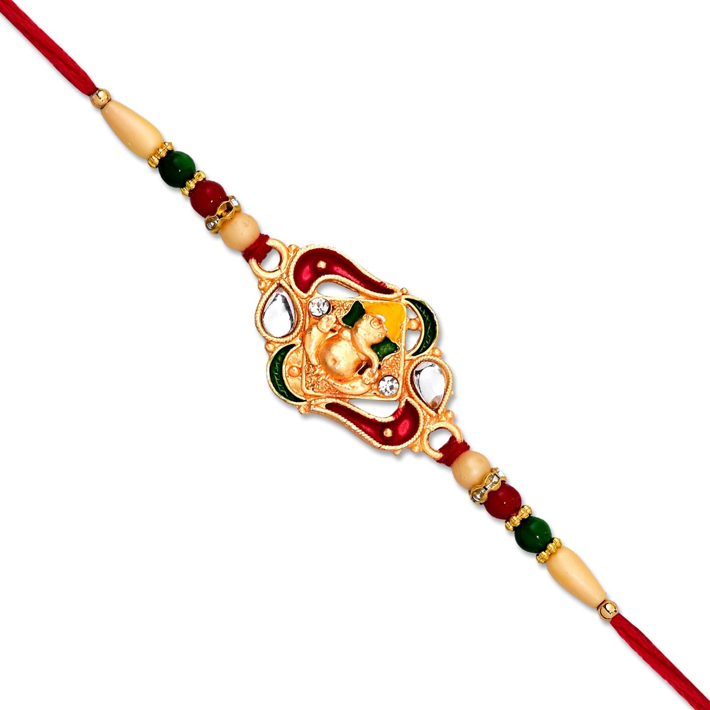 Elegant Ganpati Bappa Ki Rakhi thread viewed showing fine quality