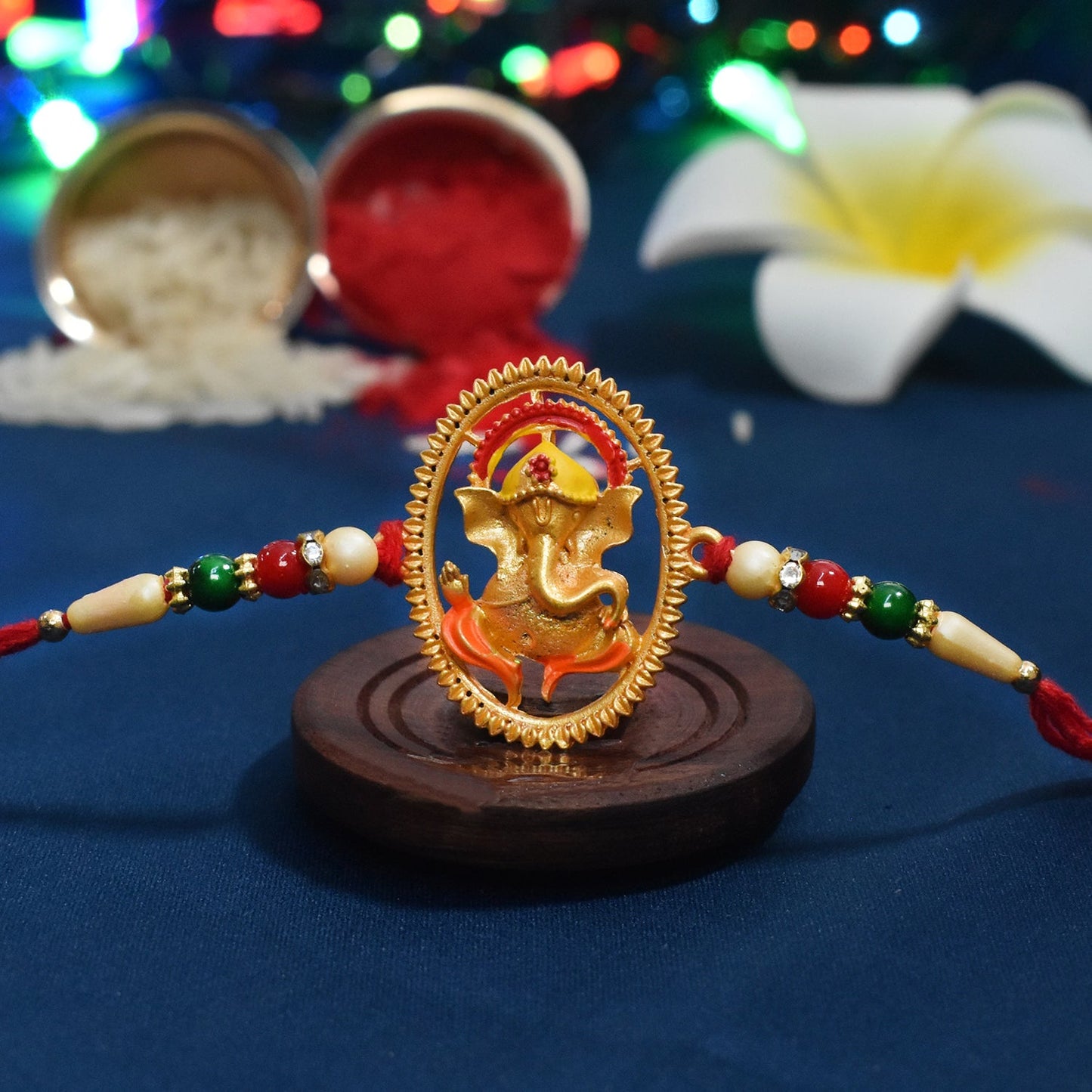 Comfortable and skin-friendly thread of the auspicious Ganesha Rakhi.