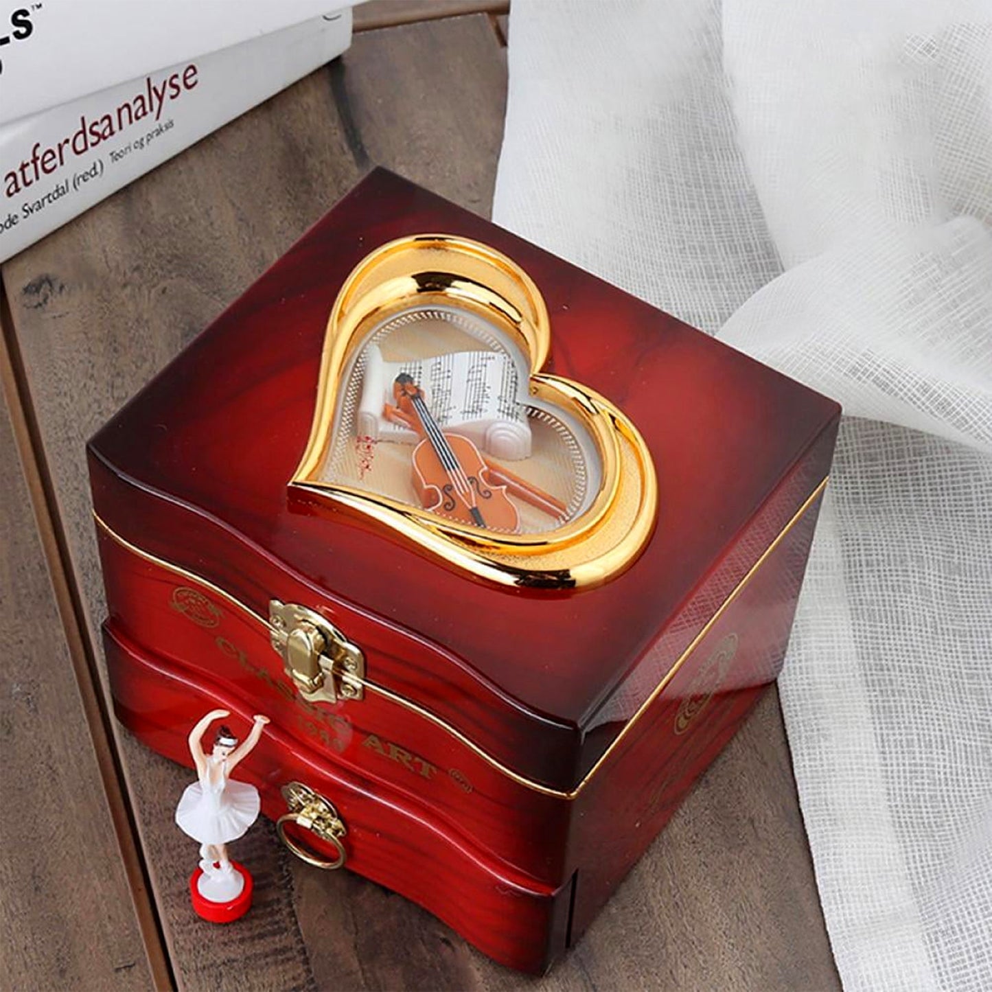 Dancer Ballerina Piano Music Box Hand Crank Music Plastic Box Gift (1 Pc)