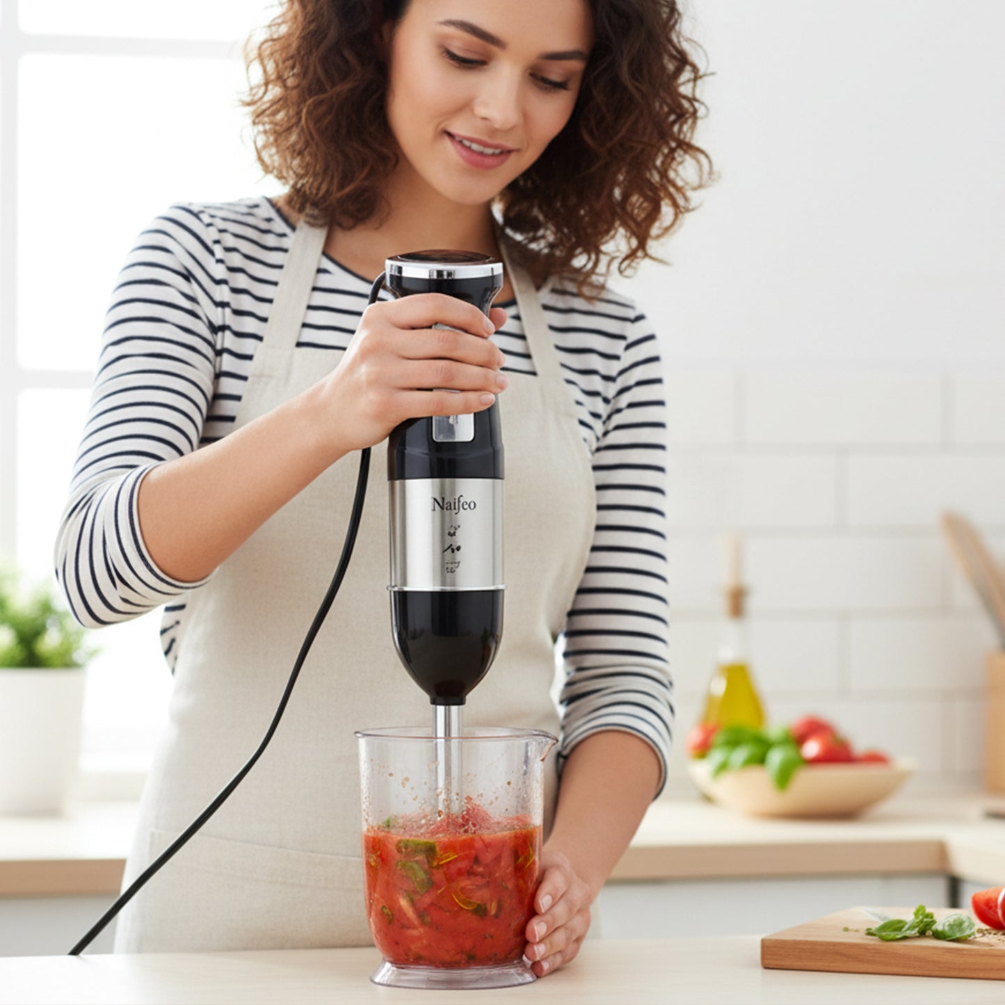 Stainless Steel Handheld Emulsion Blender With Four-blade Blade (300W / 1 Pc)