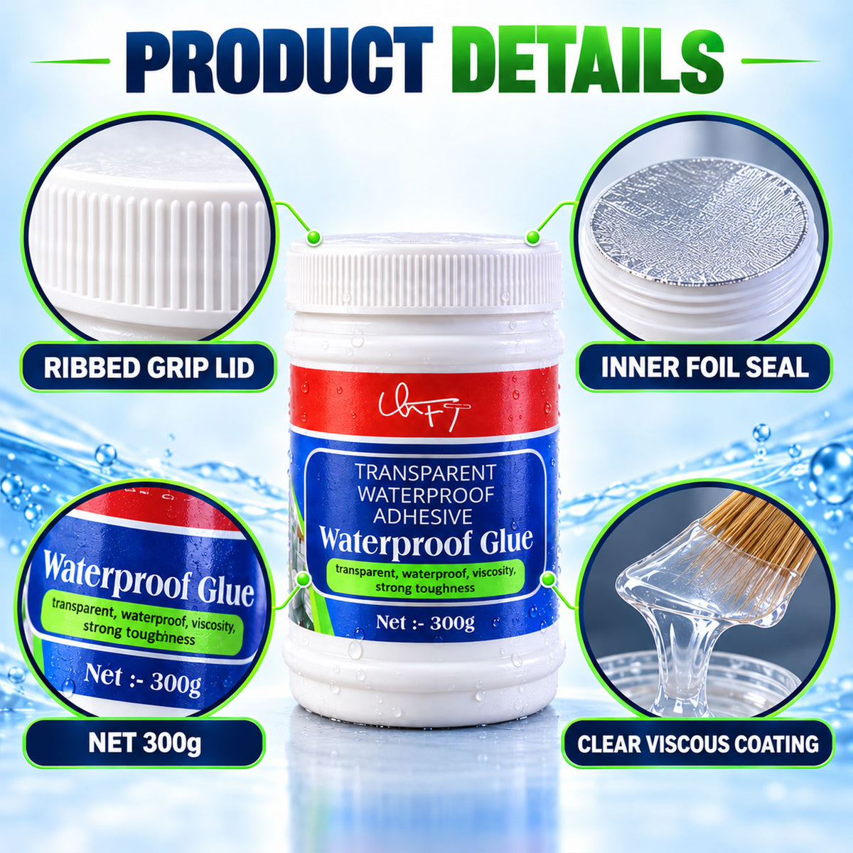 Transparent Waterproof Glue 300g Without Brush (1 pc)