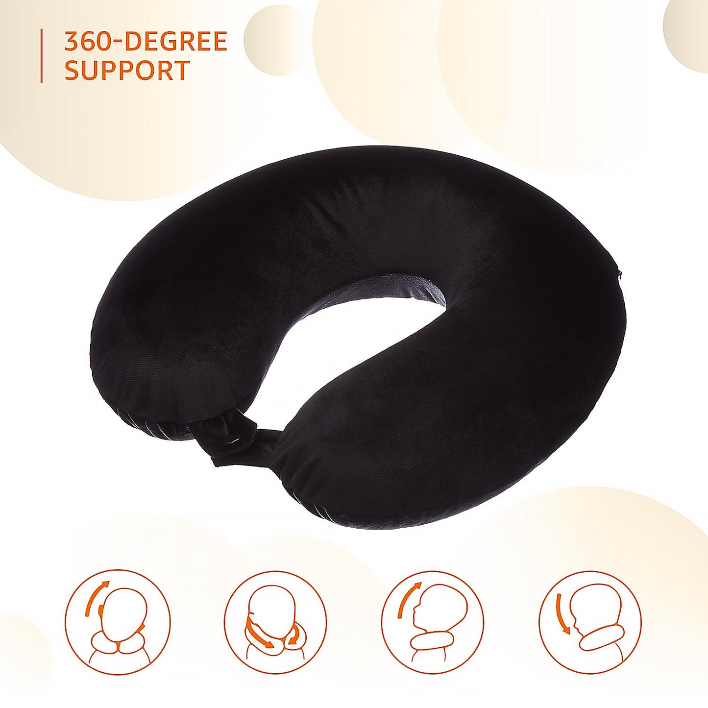 8512 3 in 1 Comfortable Travel Sleeping Kit, Neck Pillow, Eye Mask & Ear Plug Set Inflatable Plane Sleeping Pillow Head Neck Support Pillows for Travel Airplane Office, Black