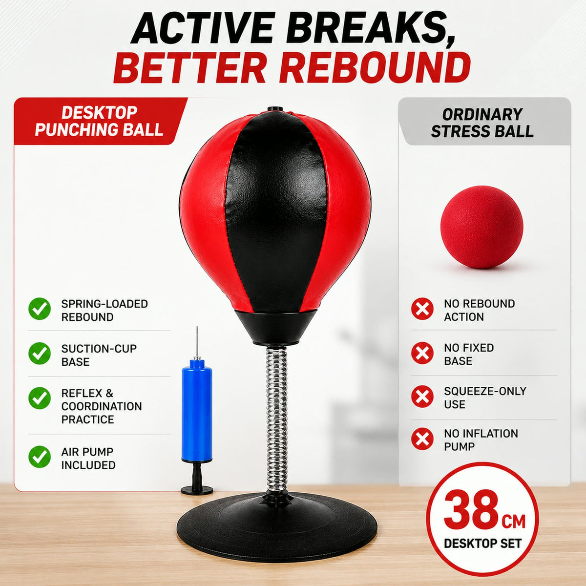 Inflatable Desktop Punching Bag Stress Relief & Reflex Training