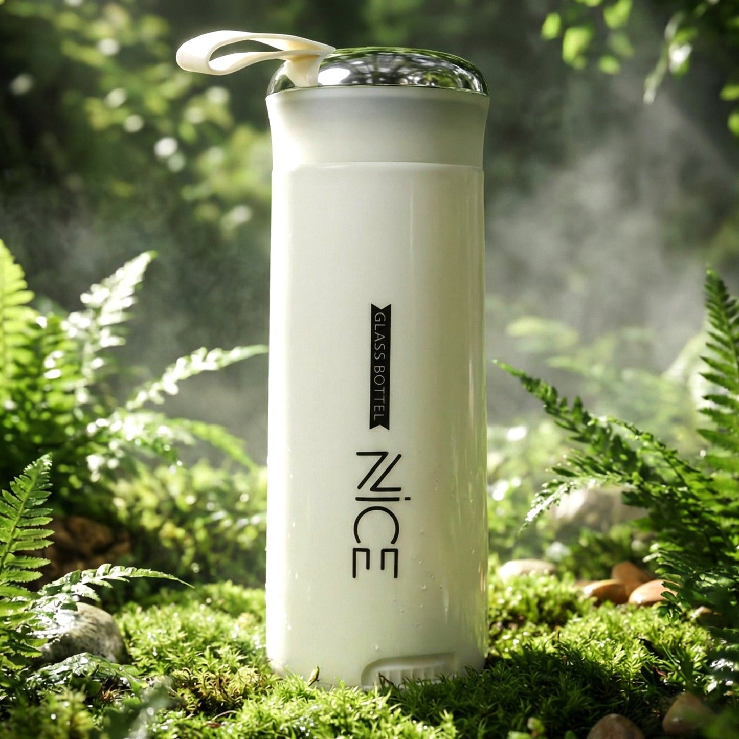 Premium White Glass Water Bottle (1 Pc ,400 ML)