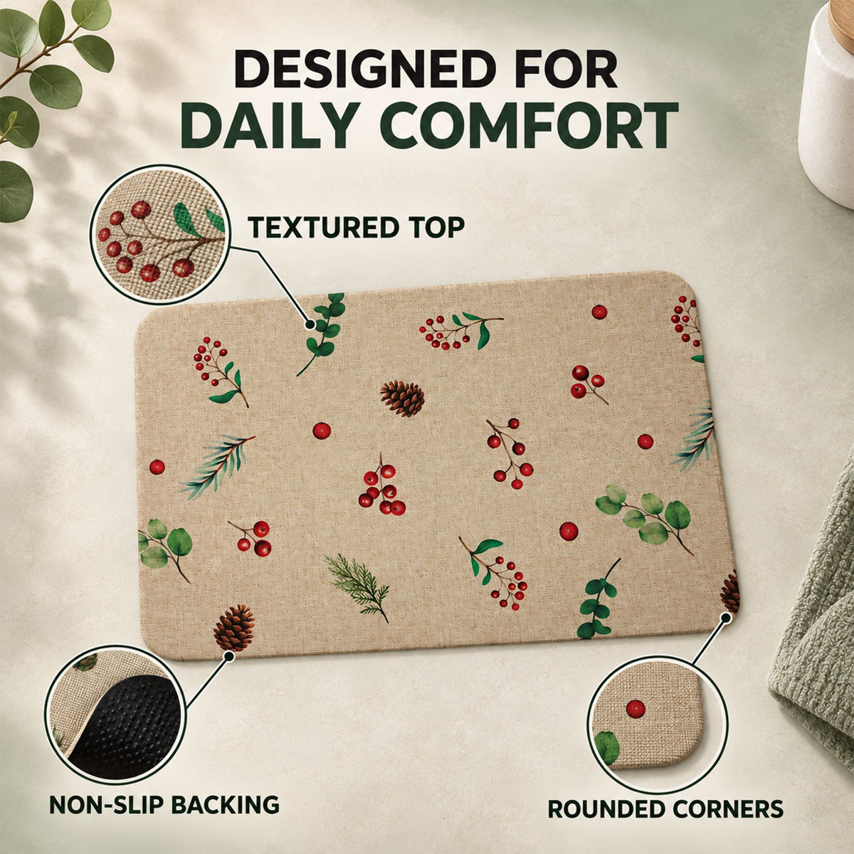 Bath mat anti slip back detail