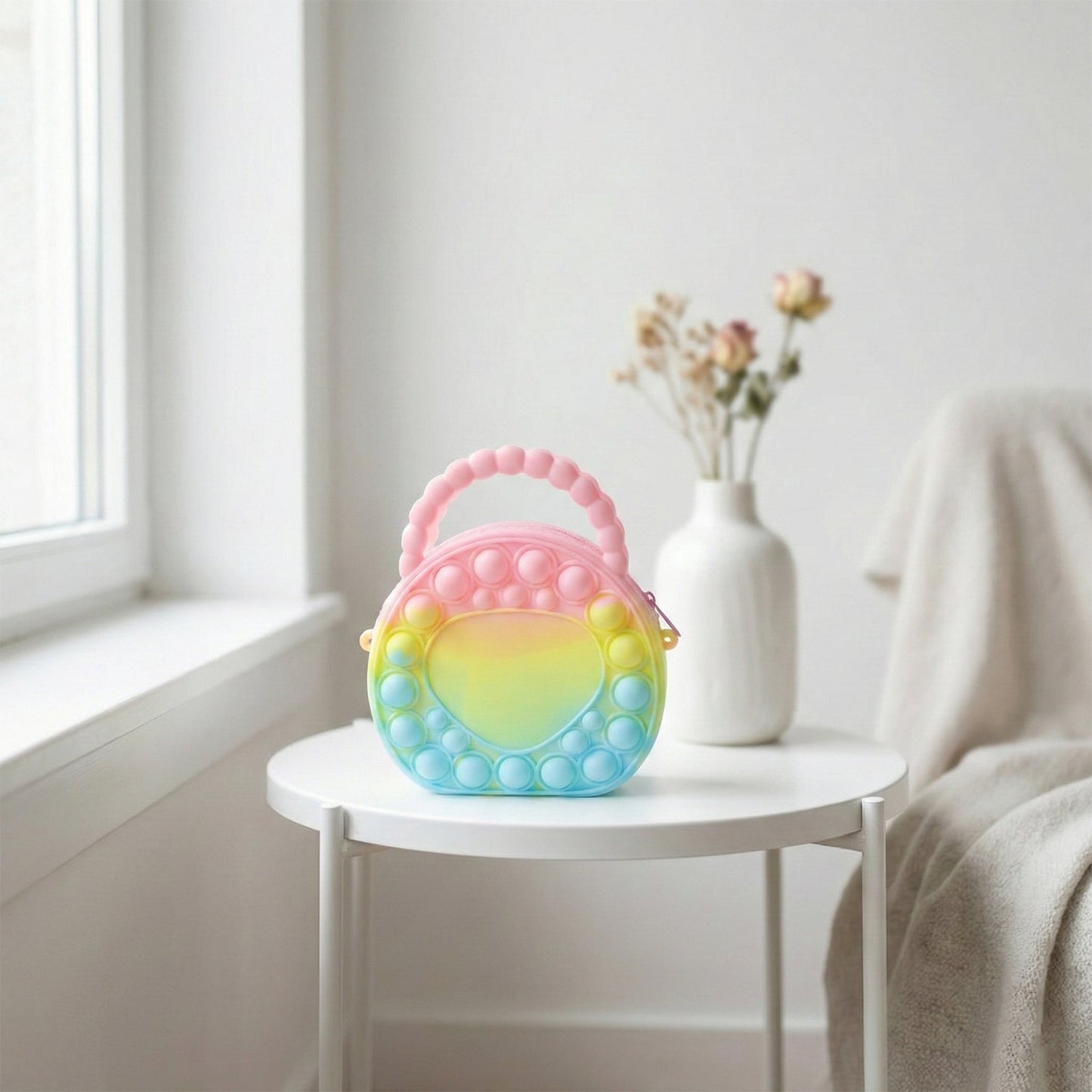 Rainbow Round Silicone Pop It Coin Purse (1 Pc)