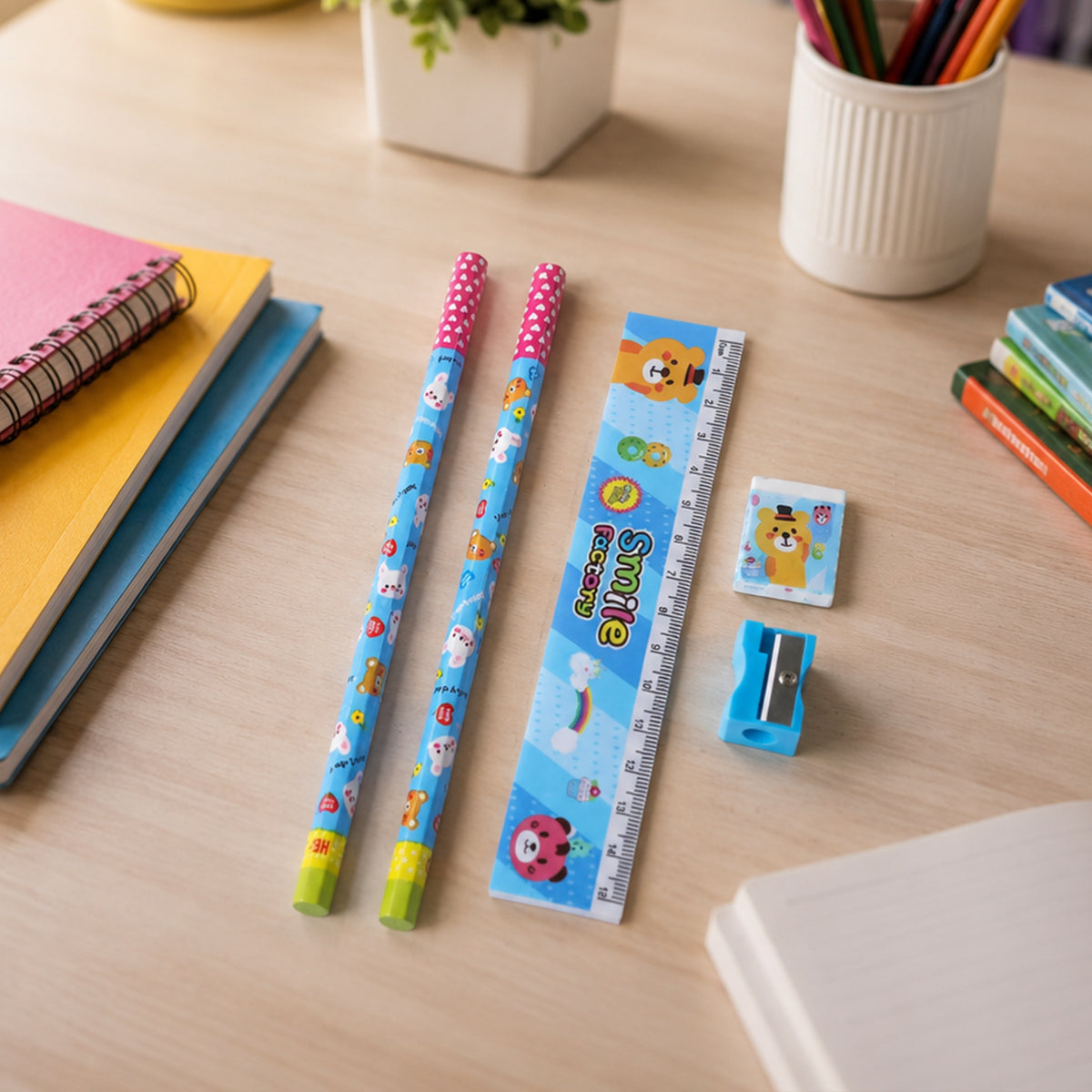 Fun & Functional! 5-in-1 Cartoon Pencil Set for School & Play (5 Pc)