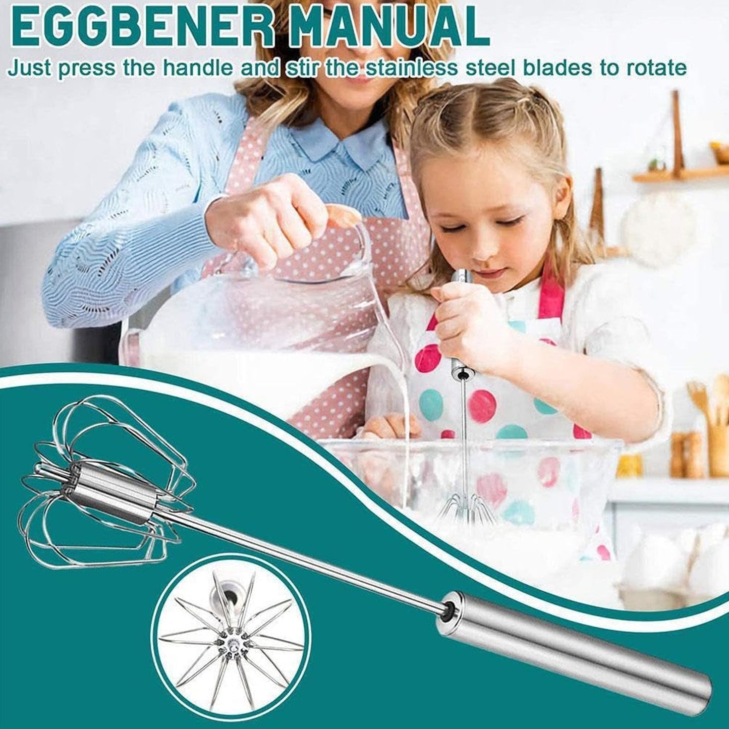 Stainless steel whisk effortlessly frothing milk in a glass.