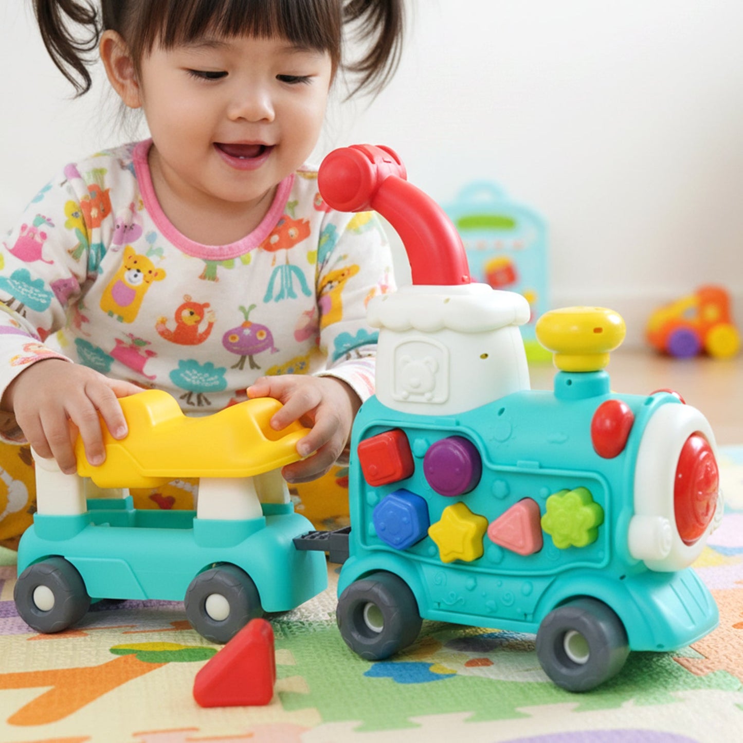 Aditi Tiny Train Baby Walker Ride-On Toy with Push Handle (1 Set)