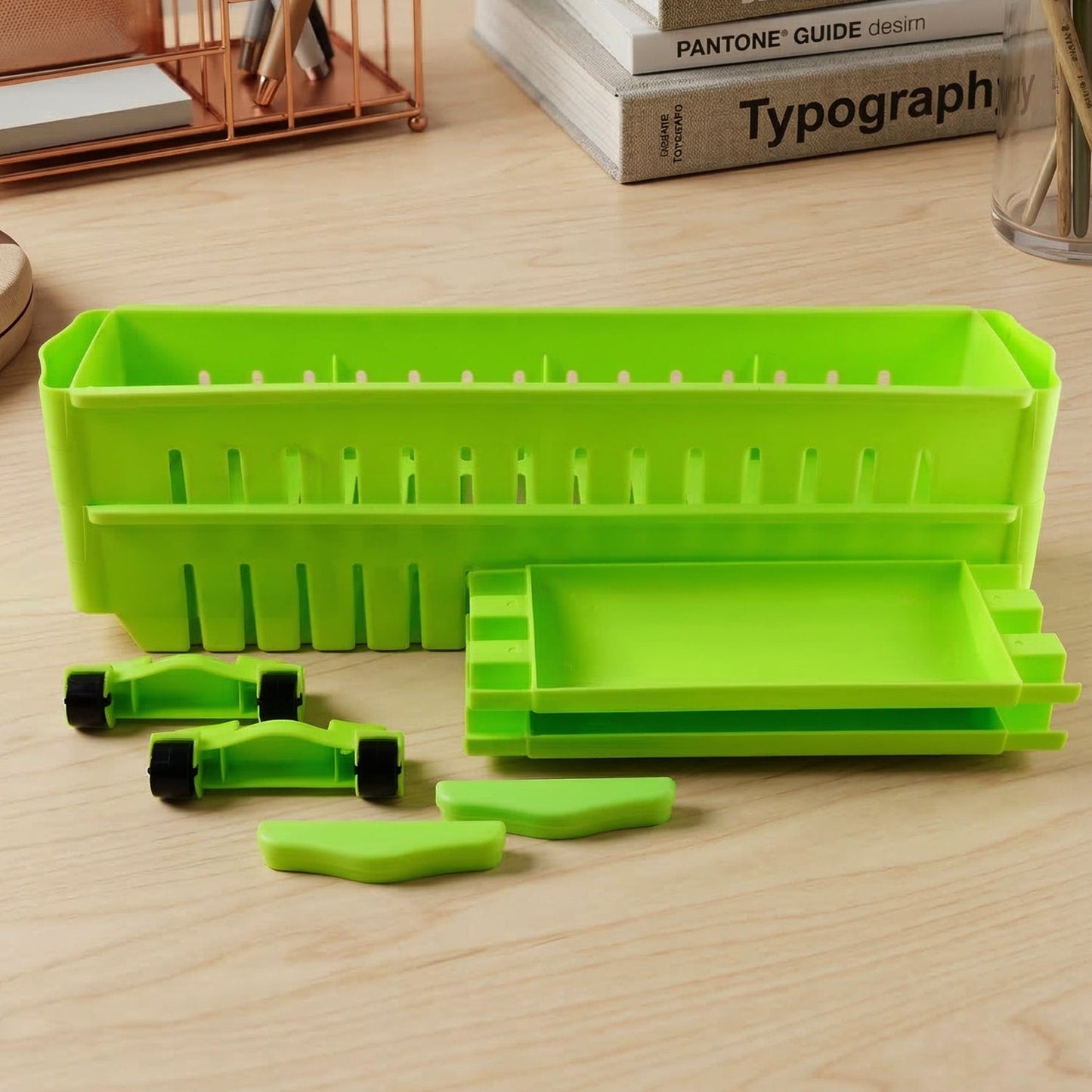 Prexo Plastic 2 Layer Slim Storage Rack with Wheels