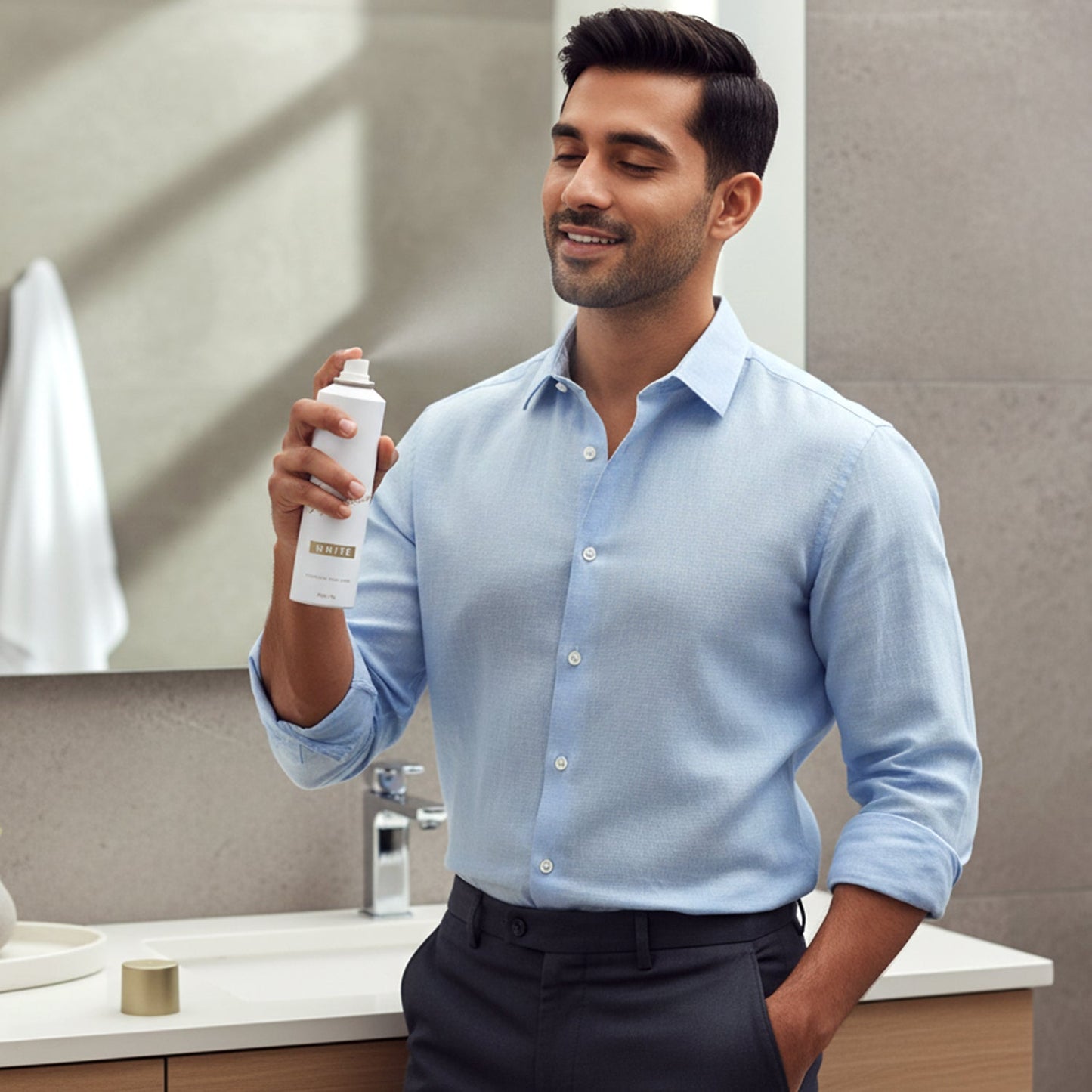 Signature premium white perfume deodorant bottle