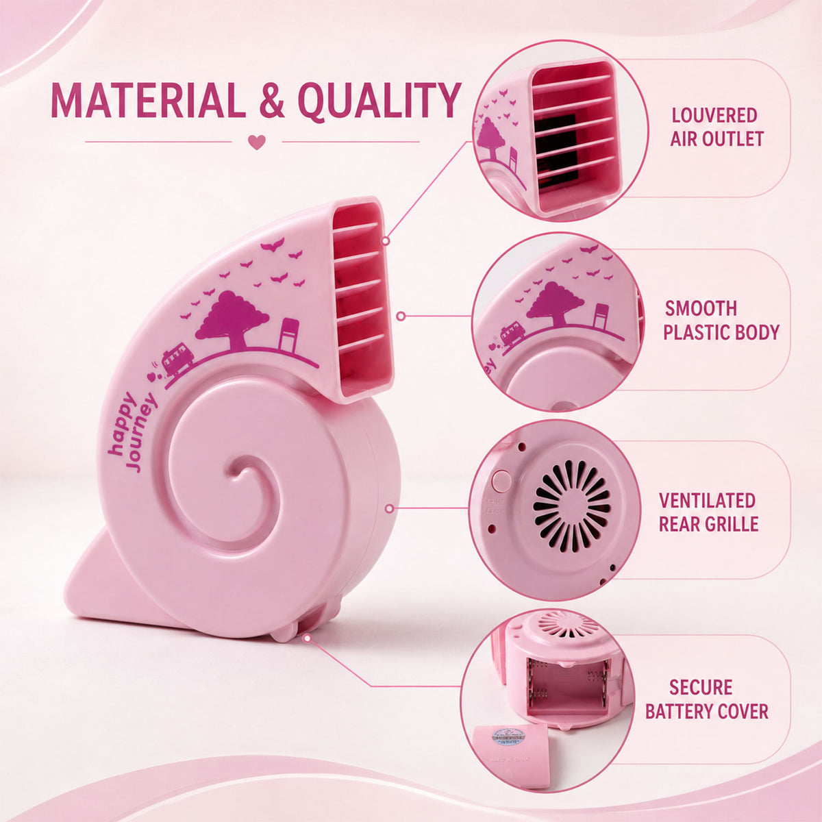 Cute USB Mini Fan: Bright, Quiet & Portable for Your Desk (Battery Not Included)