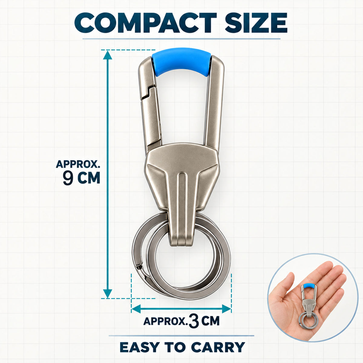 Premium Metal Key Holder with Secure and Stylish Keychain (1 Pc)