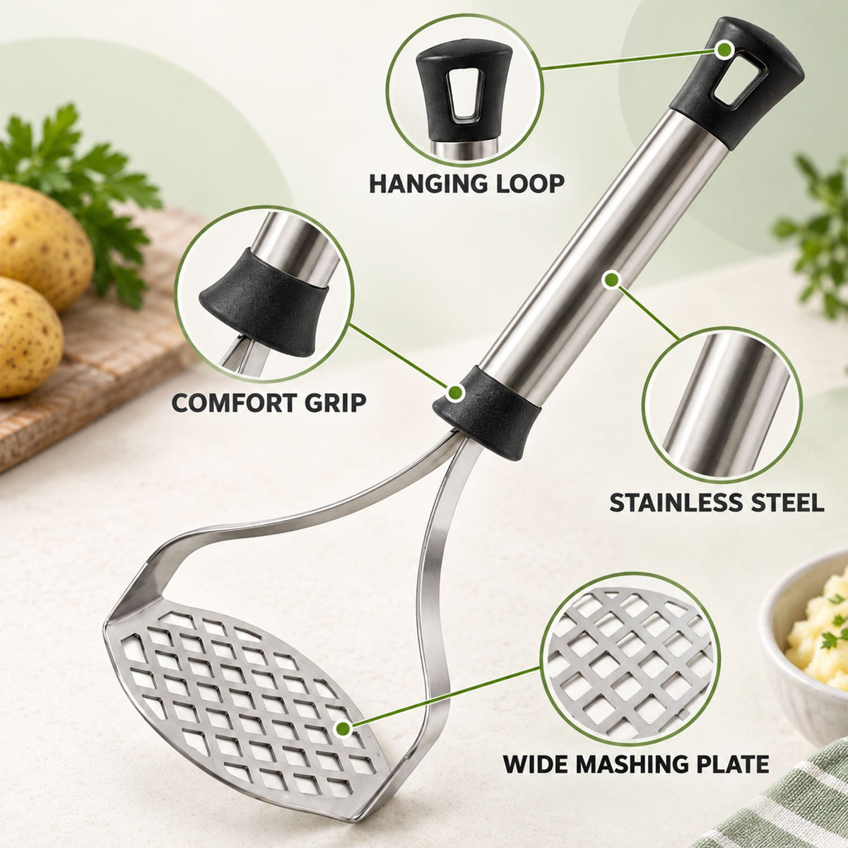 Masher grip handle detail