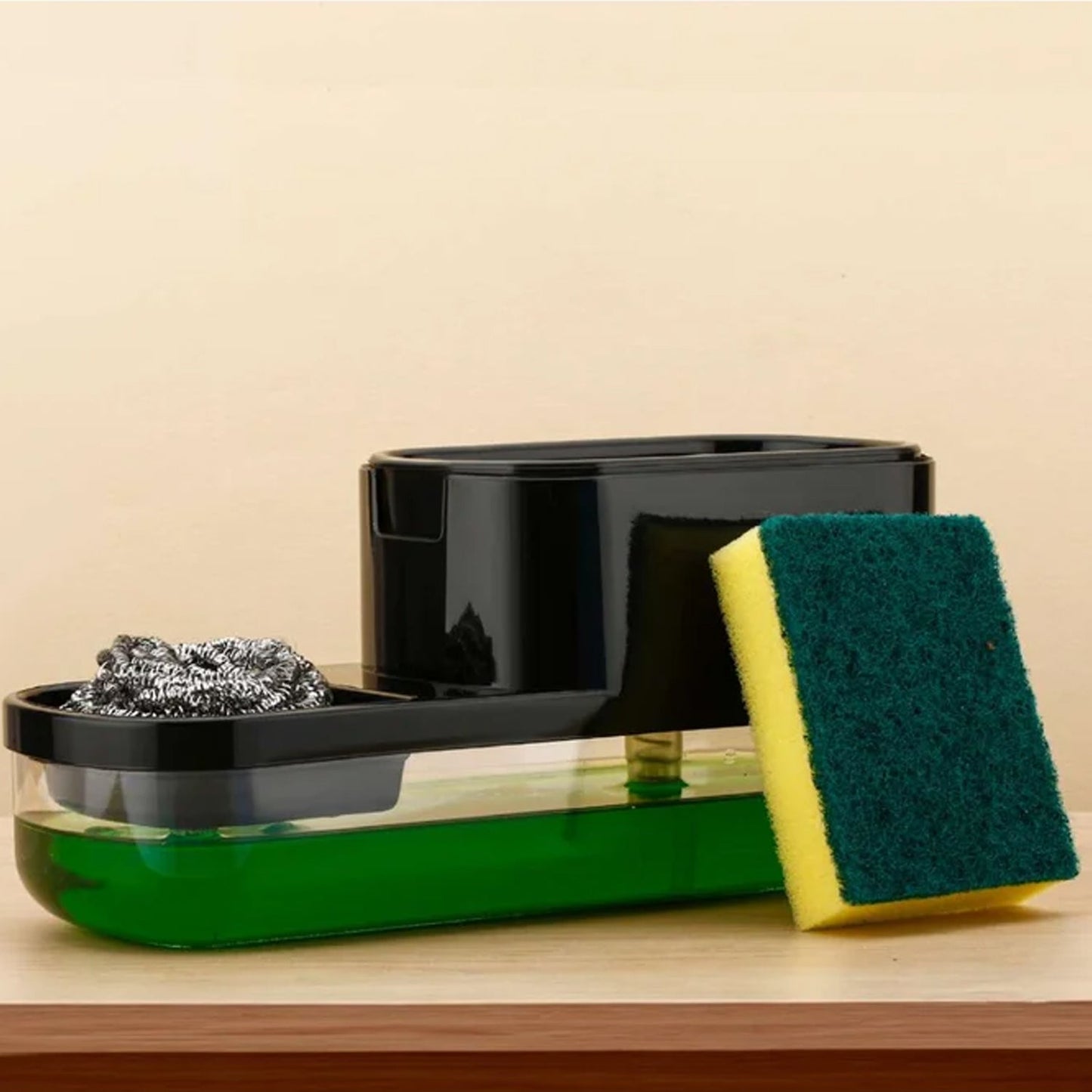 2 in 1 Plastic Dish Soap Liquid Dispenser Sponge Holder ,Sabudani (1 Set)