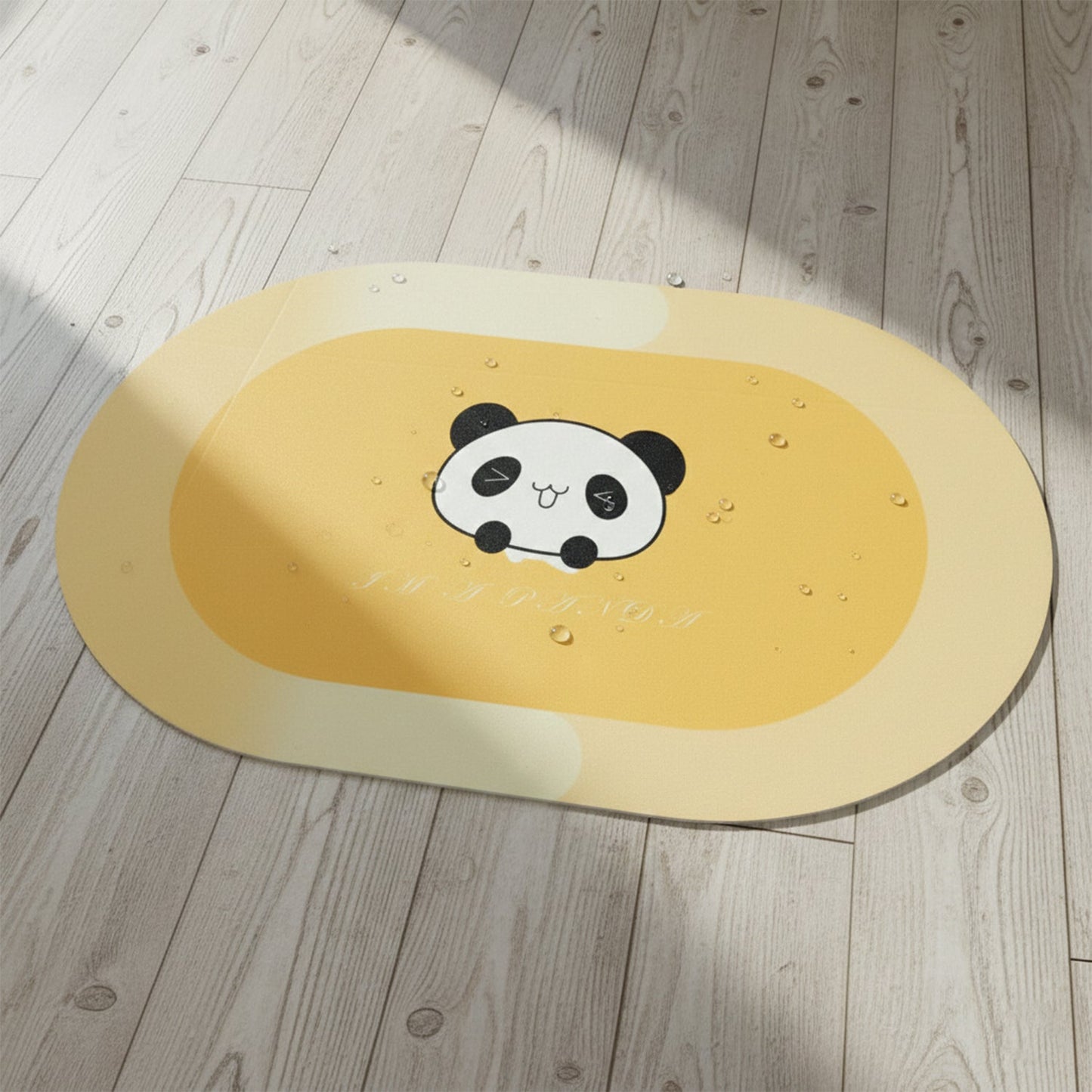 Anti-Slip Cartoon Panda Printed Bathroom Floor Mat (1 Pc, 90 x 59 Cm)