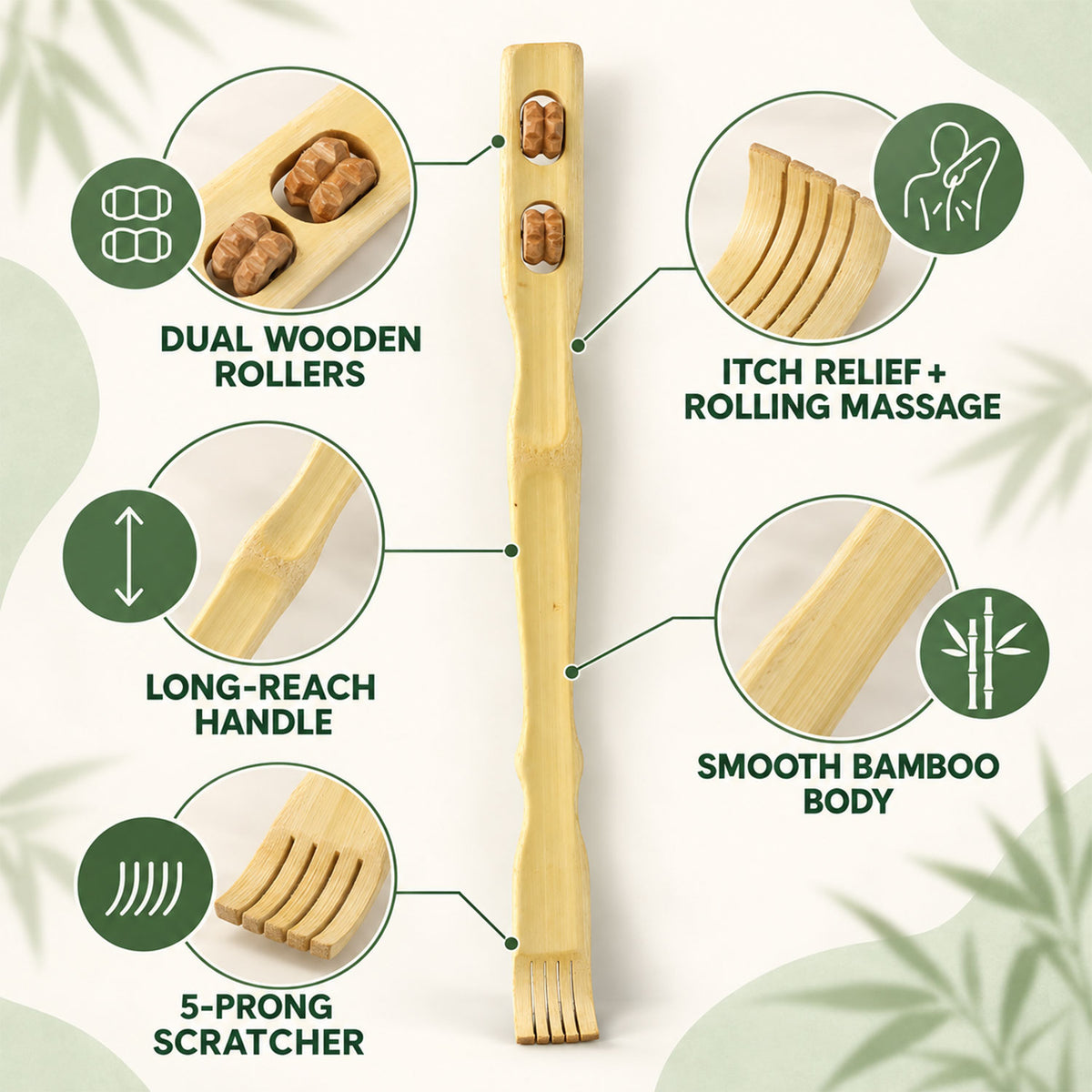 Wooden Back Massager Stick (1 Pc, 46 Cm)