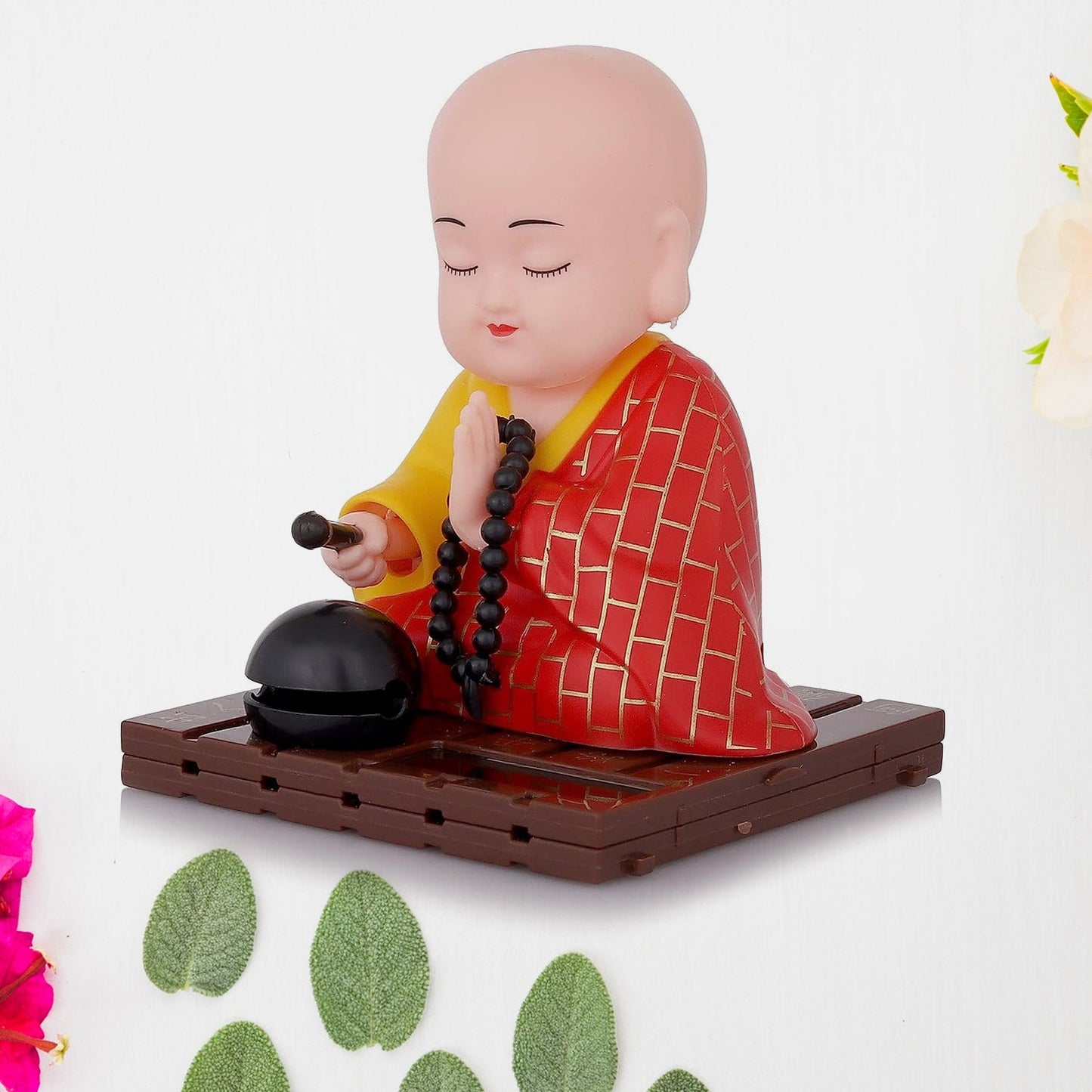 Solar Powered Sitting Buddha Statue, Moving Head and Hand (1 Pc / Medium)
