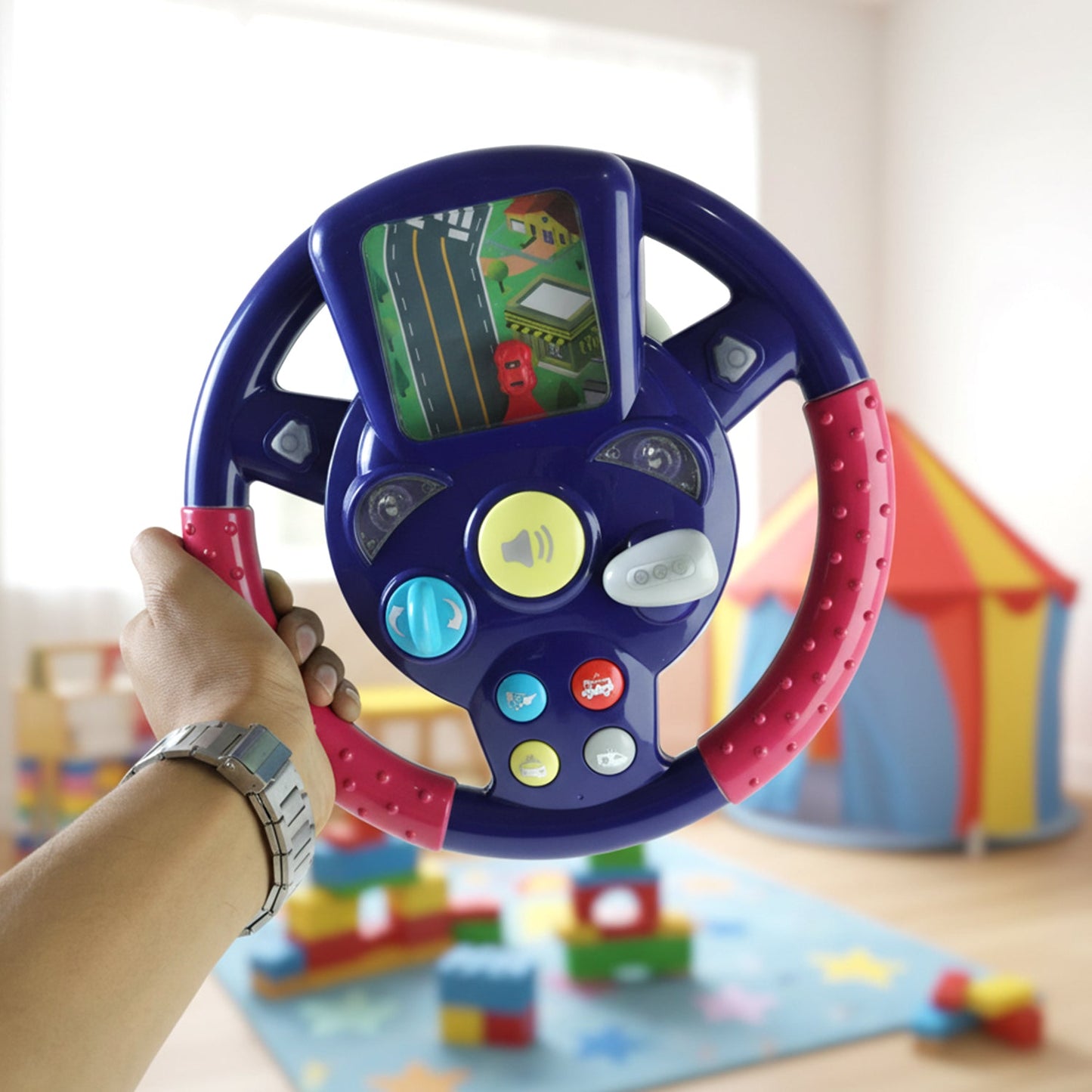Musical Steering Wheel Driving Toy (1 Pc)