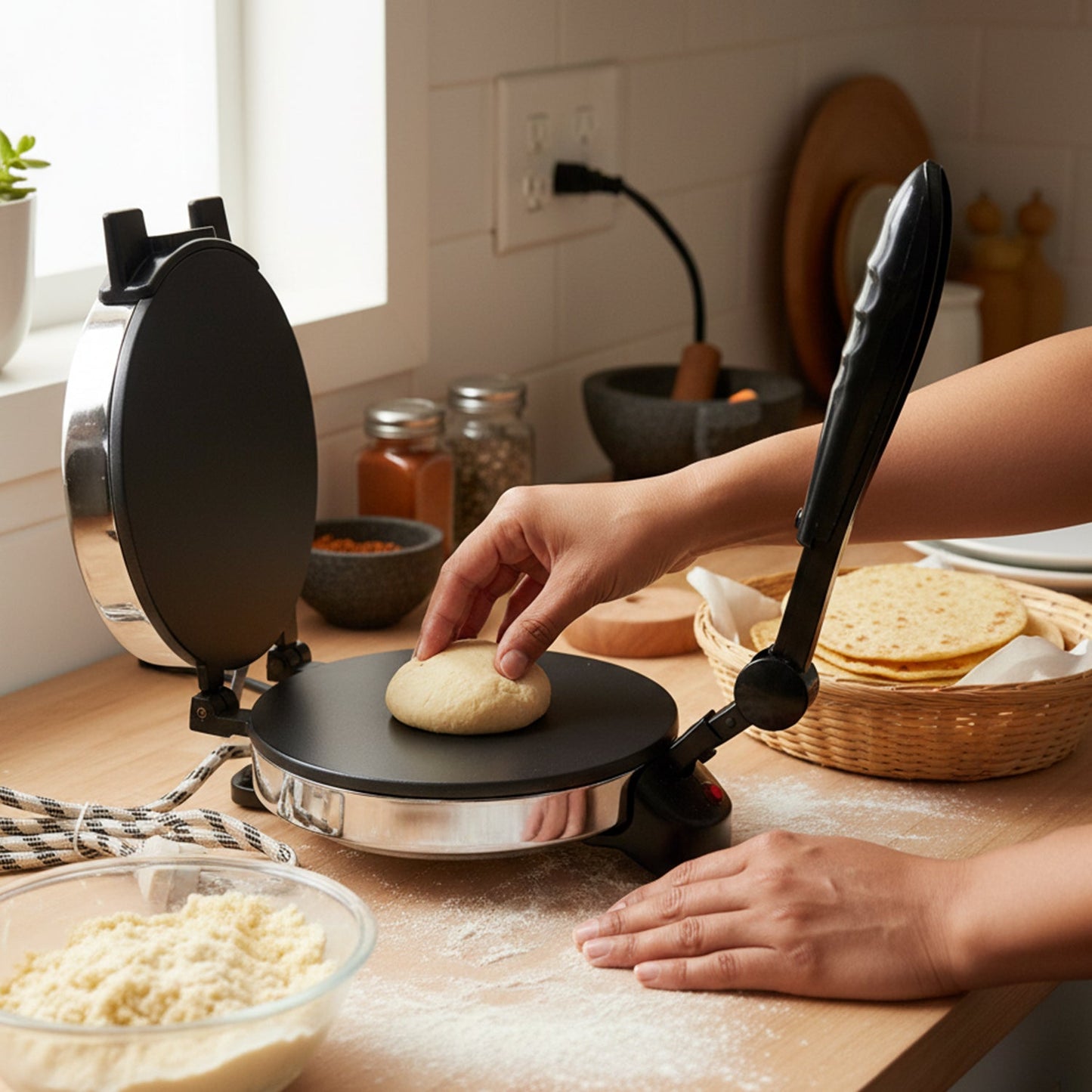 Electric Roti Maker with Stainless Steel Heating Plate (1 Pc)