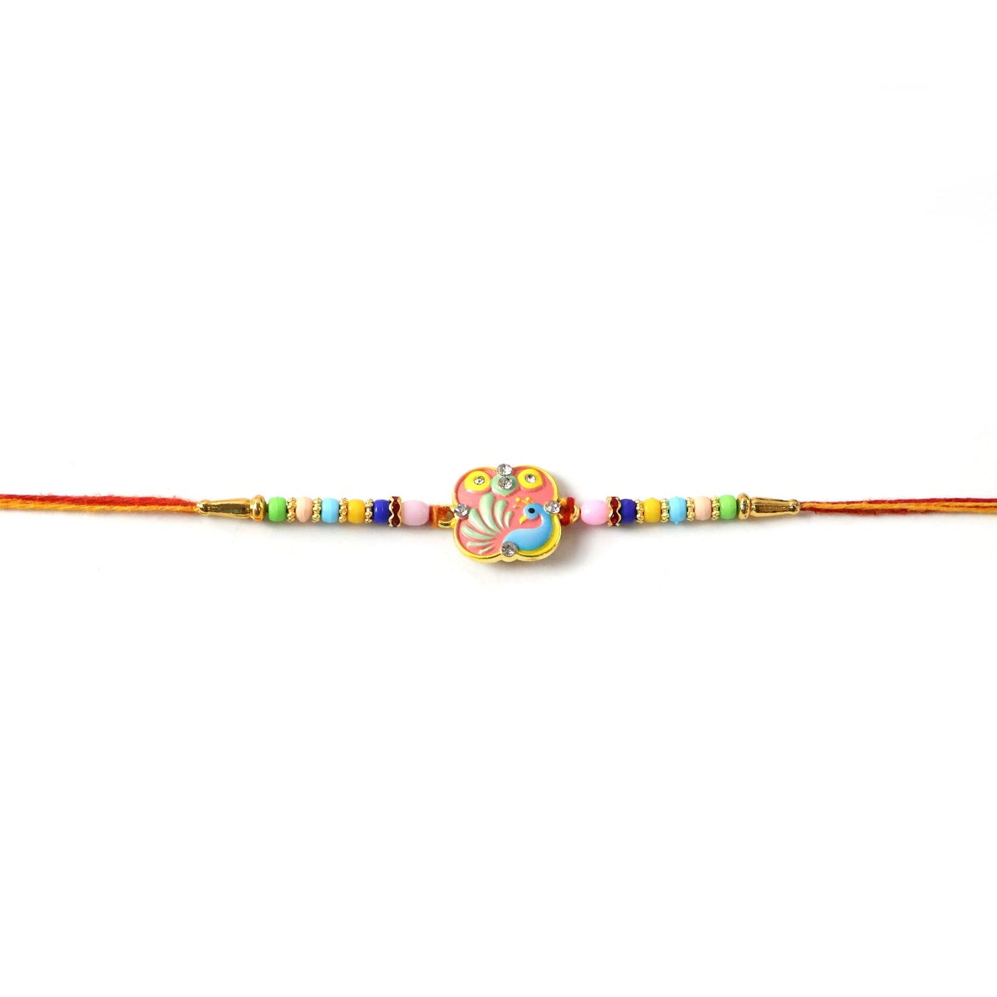Beaded thread with vibrant, colorful decorative beads
