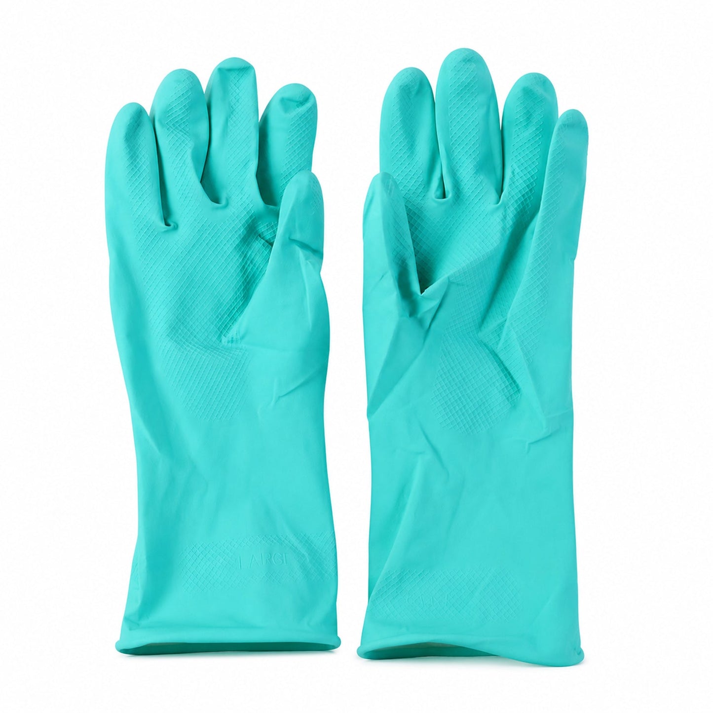 Green cleaning gloves close-up