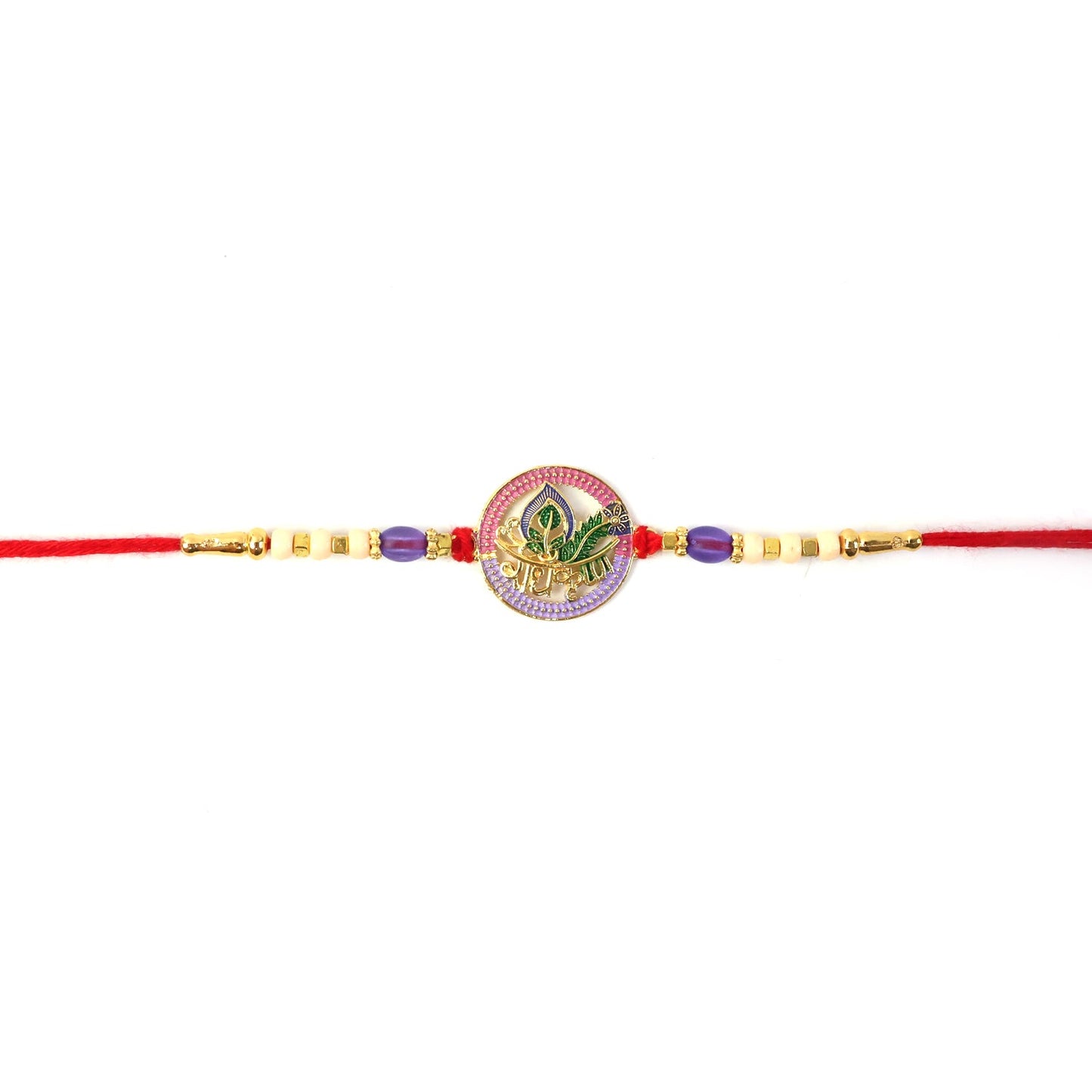 Hand tying Radha Krishna Beads Rakhi for Raksha Bandhan