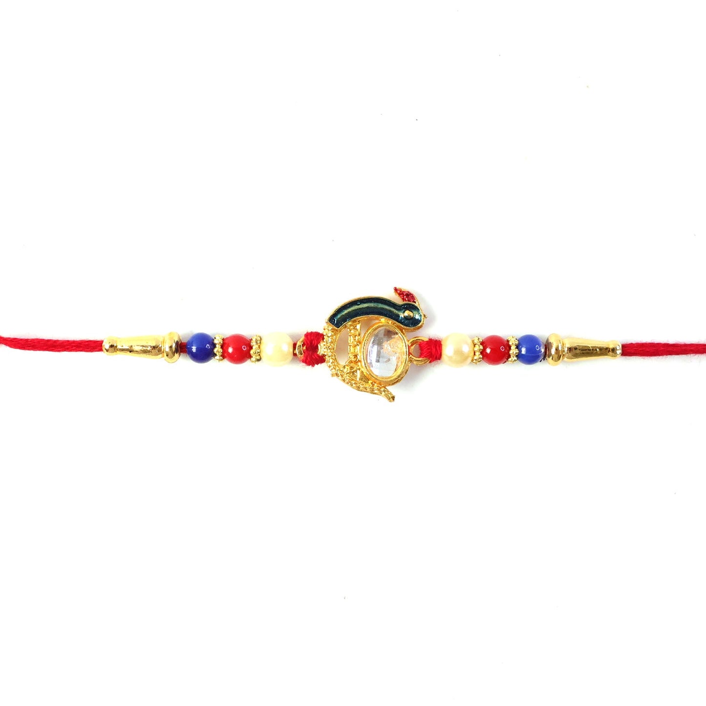 Designer Rakhi with decorative beads on soft thread