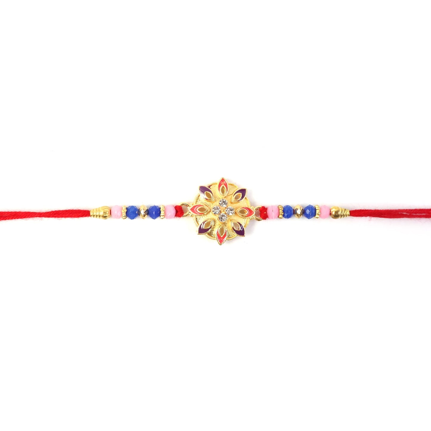 Designer floral Rakhi with soft thread and beads
