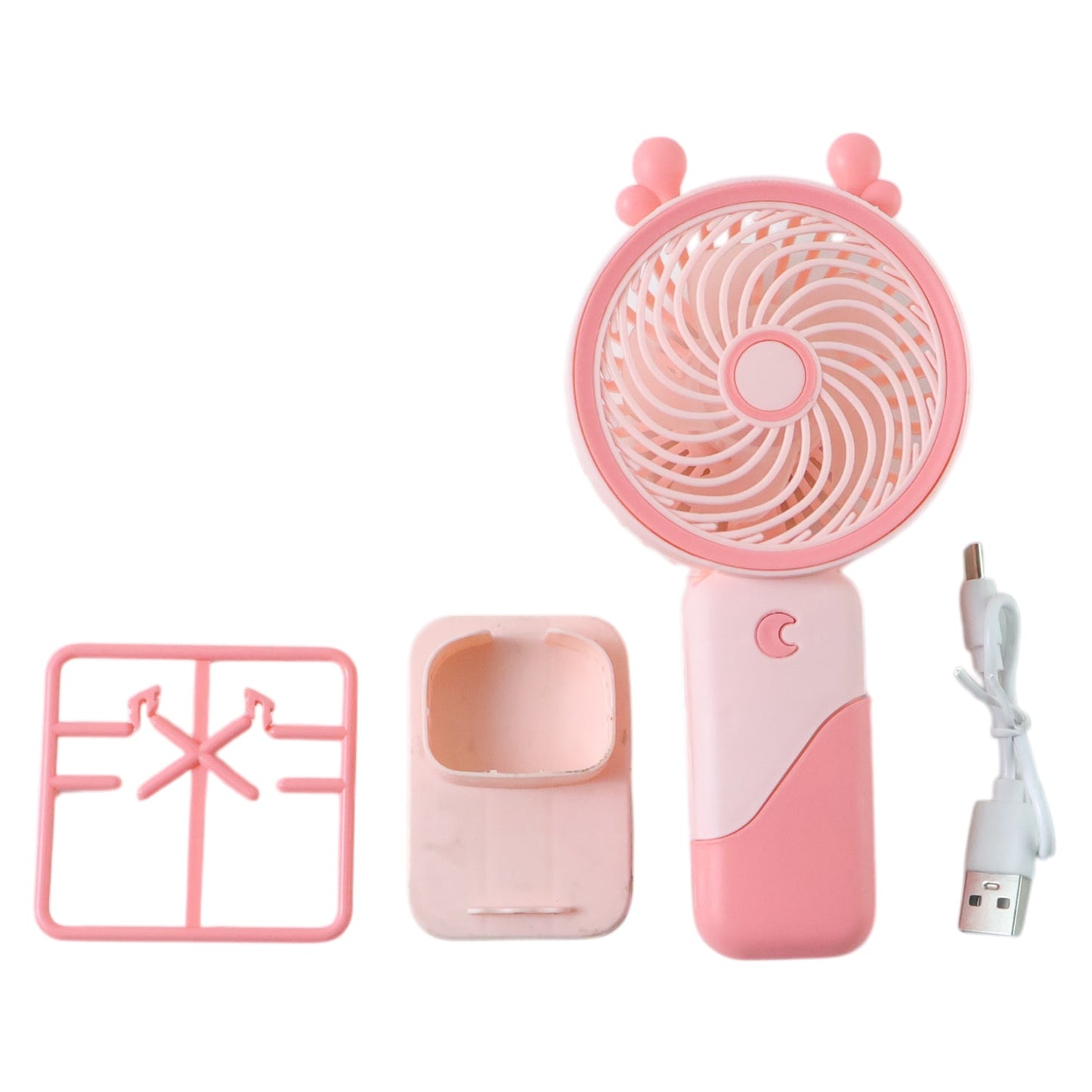 Portable USB Rechargeable Mini Fan with LED Light (1 Set)
