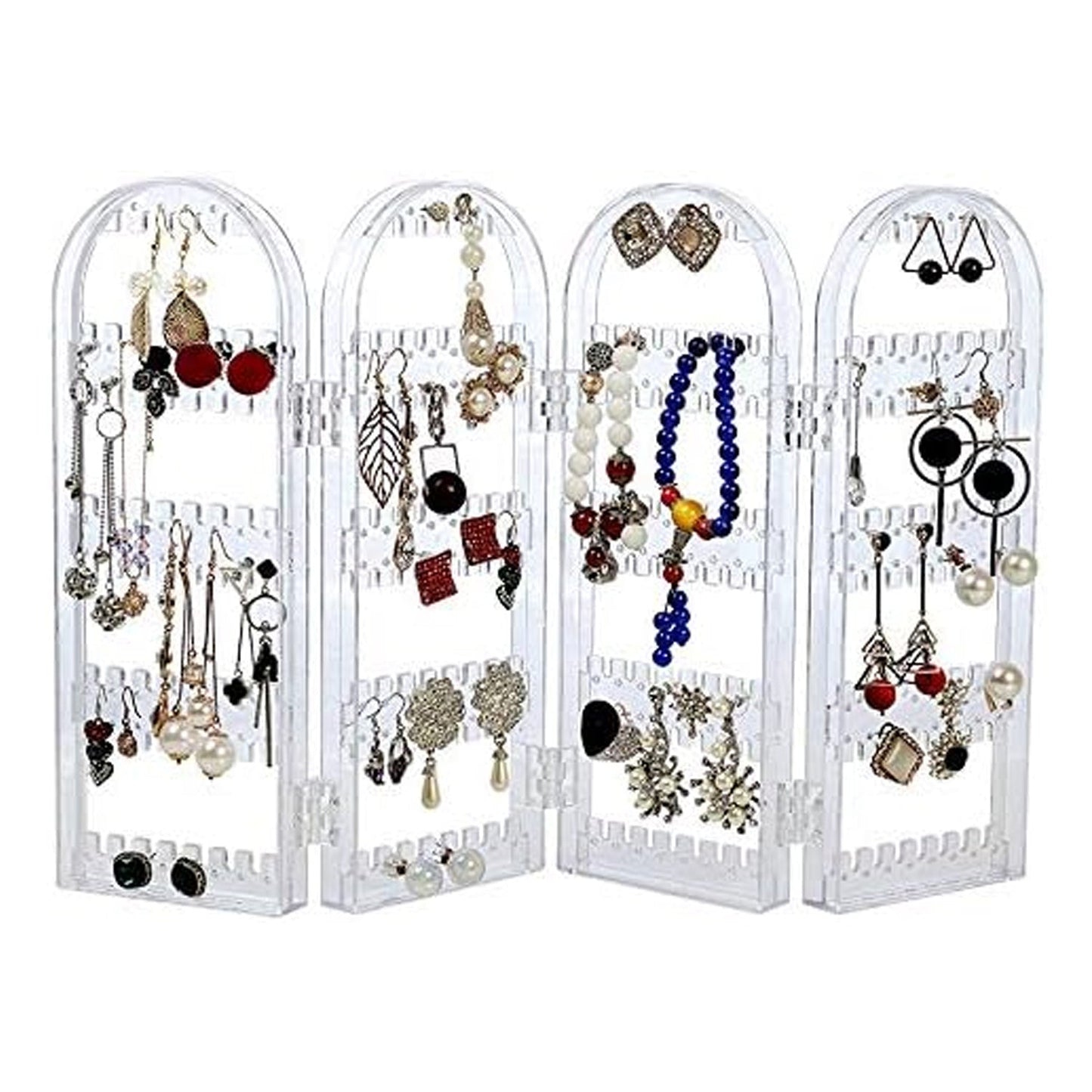 4 Folding Storage Hanger Acrylic Earring Screen Holder Display Stand Clear (1 Set)
