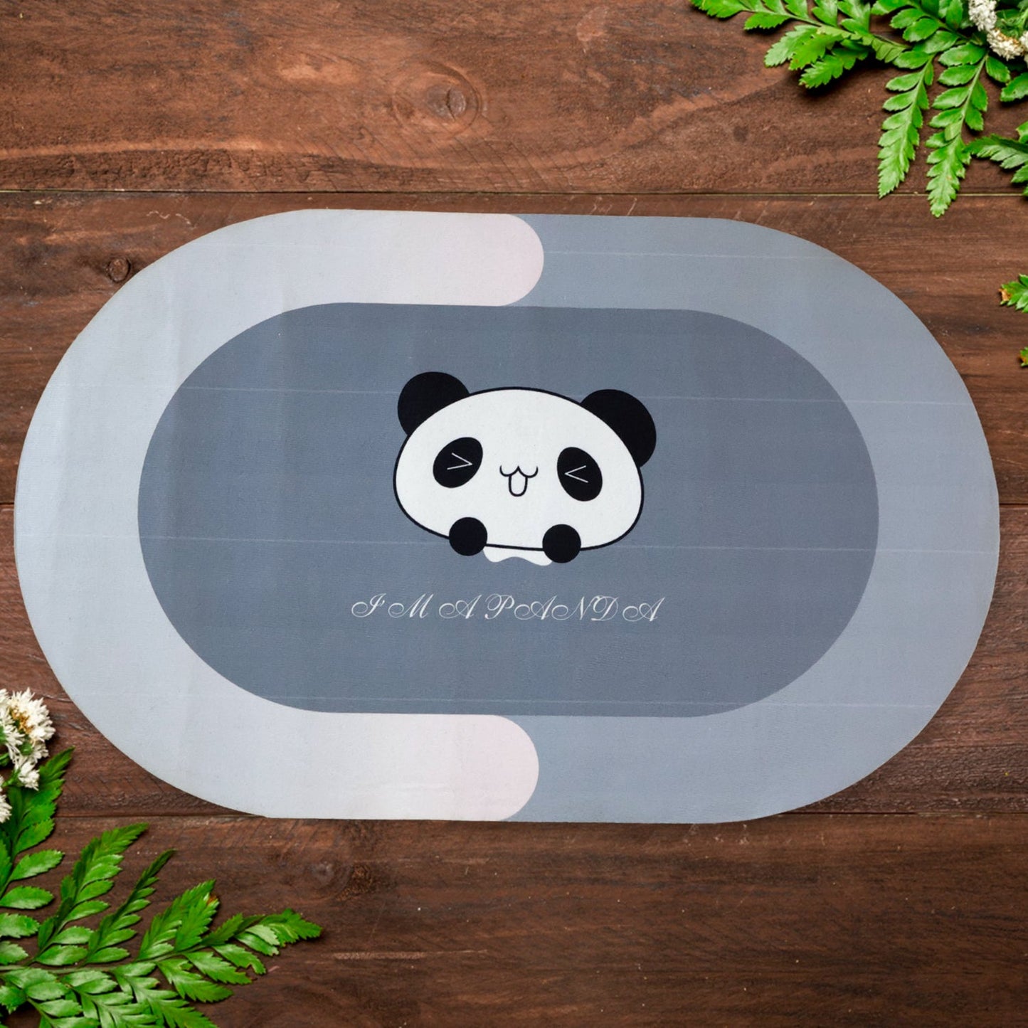 Anti-Slip Cartoon Panda Printed Bathroom Floor Mat (1 Pc, 89 x 59 Cm)