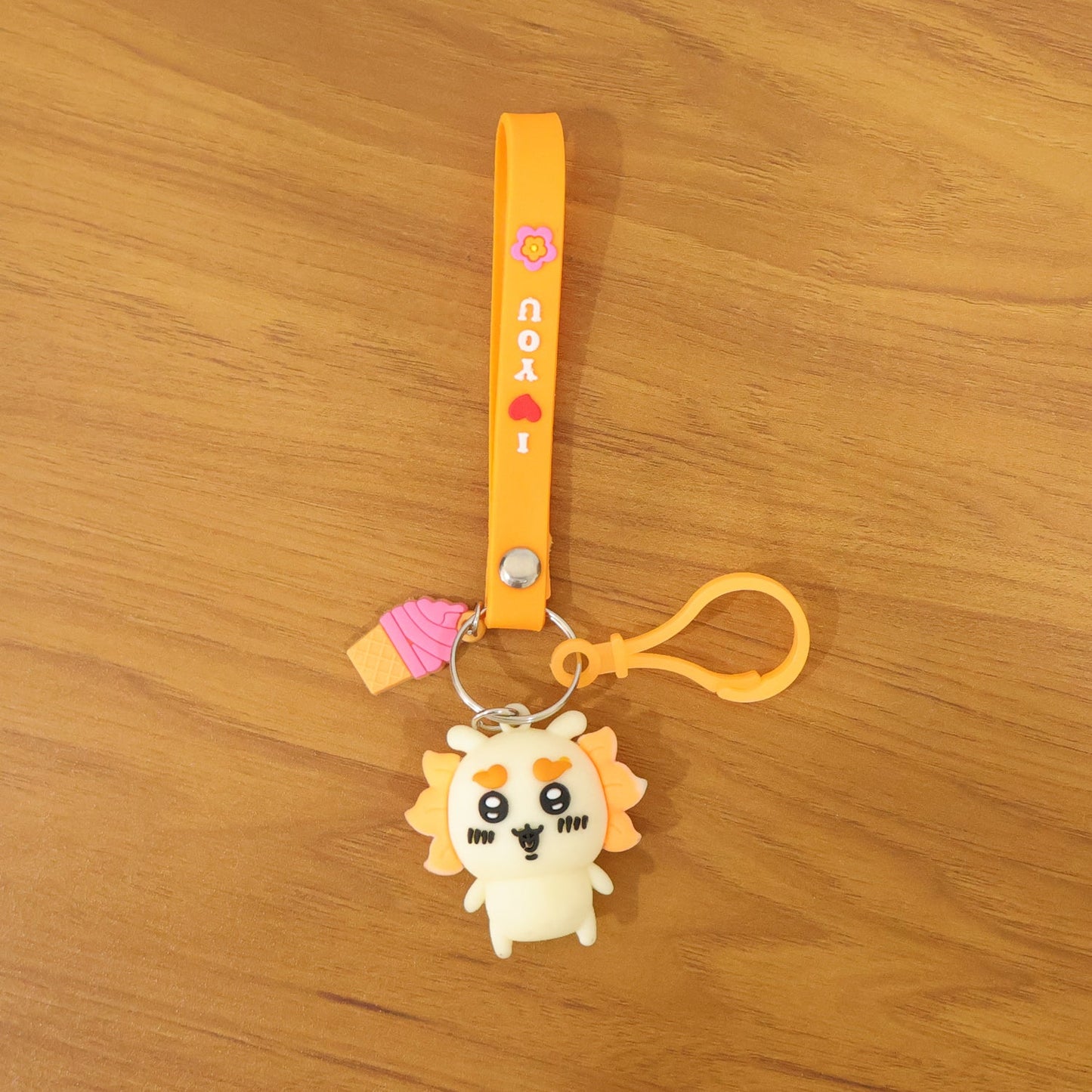 Cute Cartoon Animal Ice Cream Strap Keychain (1 Pc)