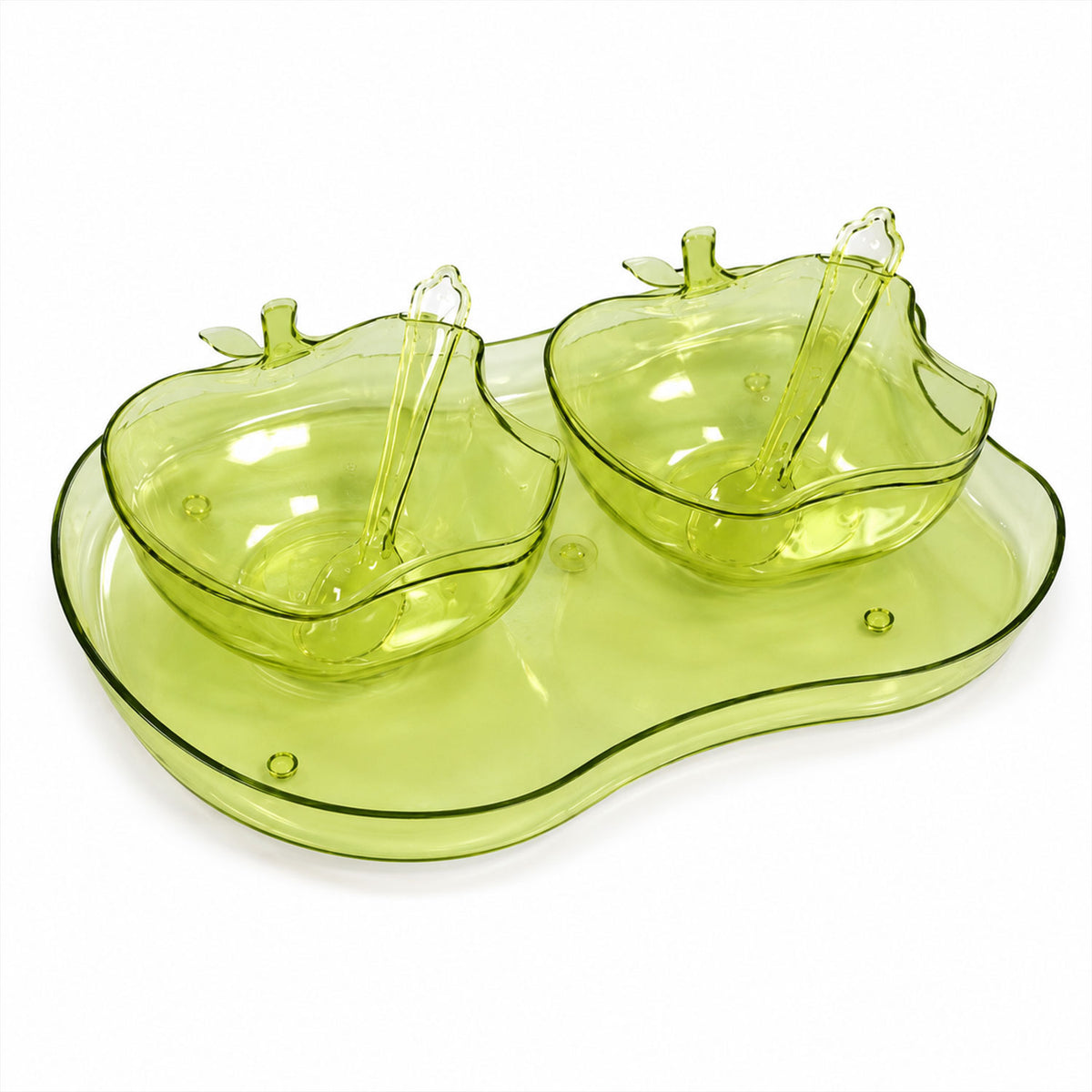 Apple Shape 2Piece Serving Set of Bowl with Spoon & Tray. Dinnerware Serving Snacks & Pickle