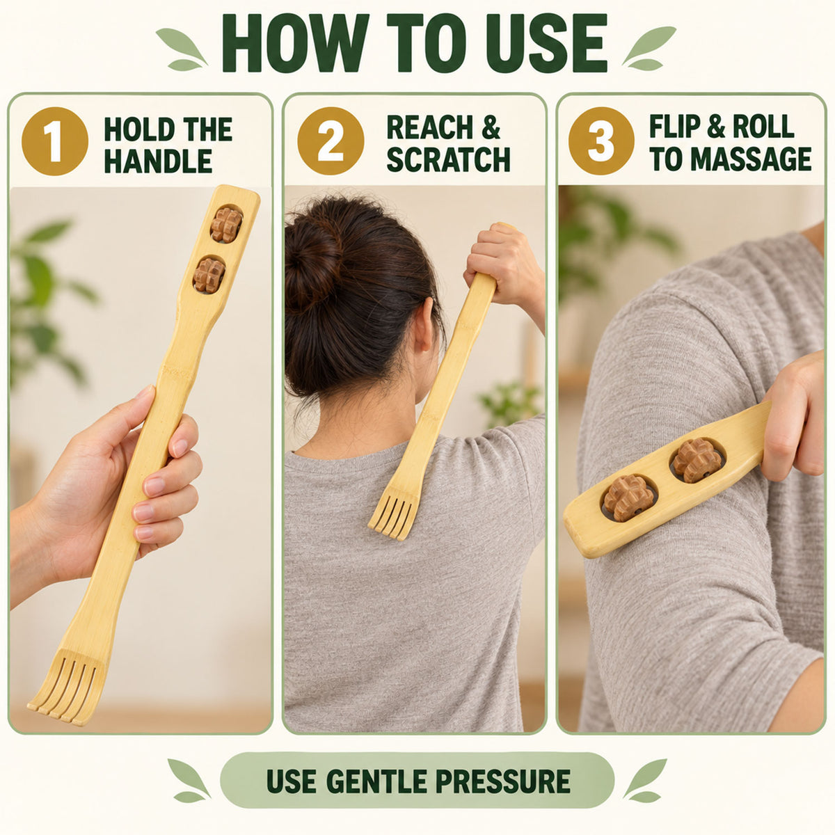 Wooden Back Massager Stick (1 Pc, 46 Cm)