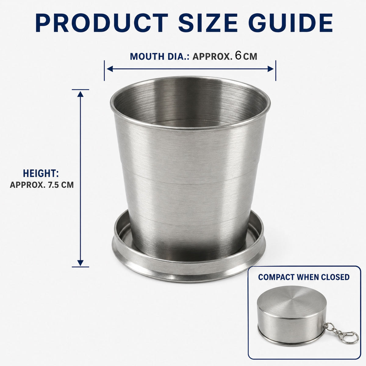 2 in 1 Camping Folding Cup with Keychain (1 Pc)