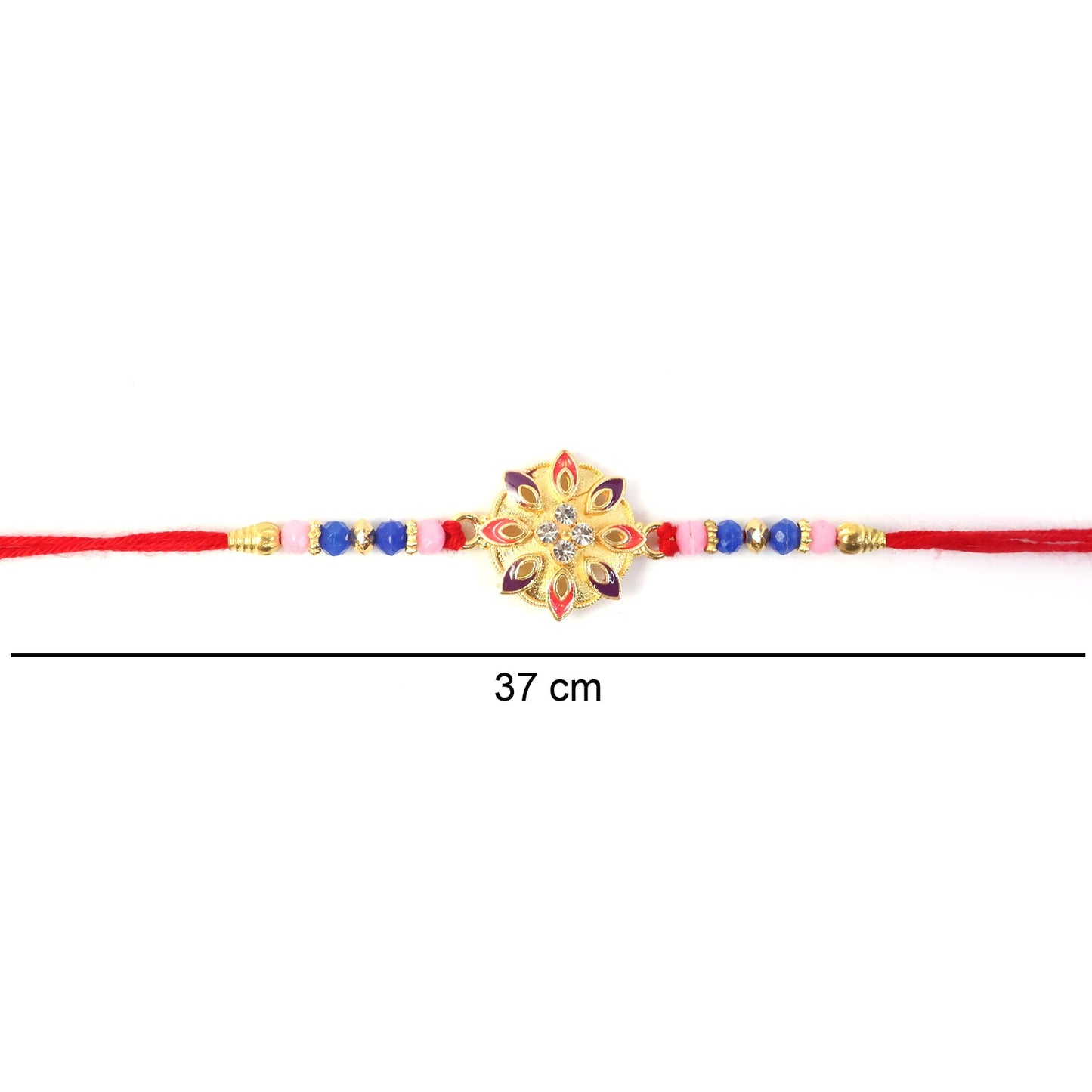 Traditional floral Rakhi with beads and soft thread