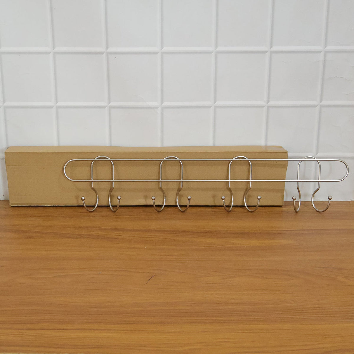 Long Stainless Steel Multi Hook Rack for Home Wall, Clothes and Bags (1 Pc)
