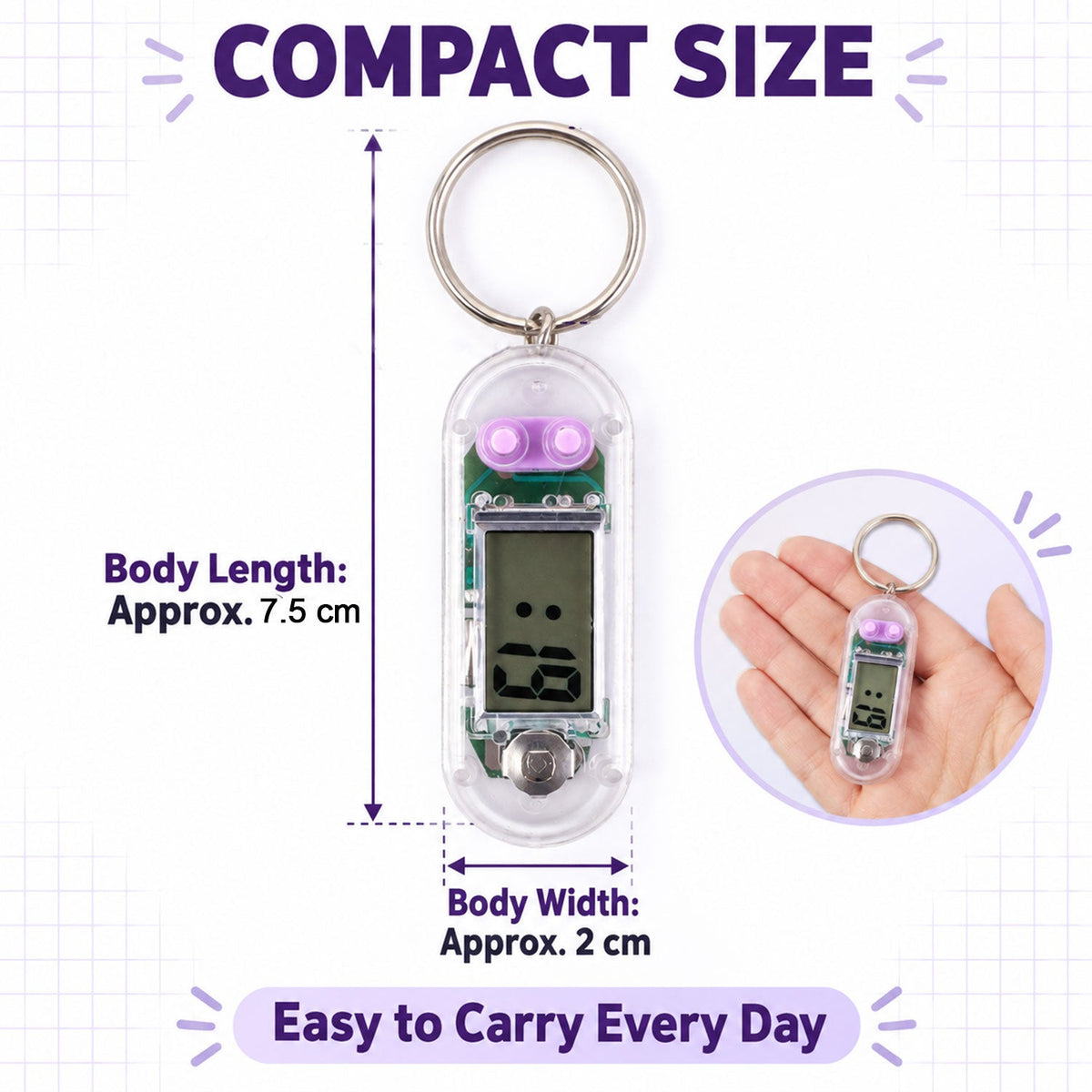Keychain clock size guide