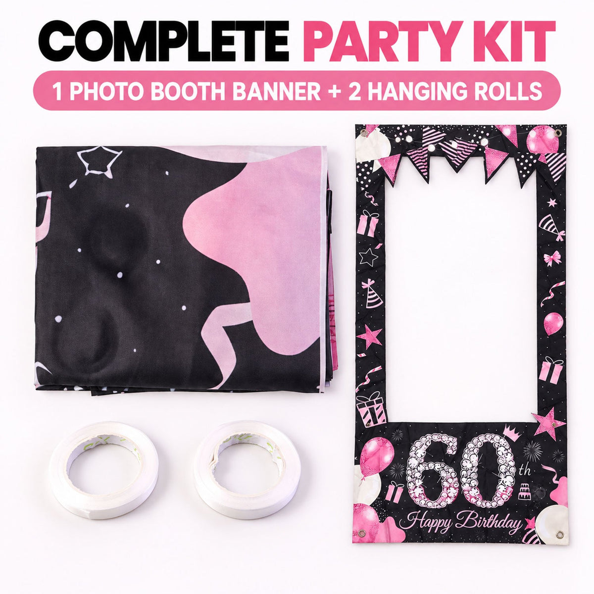 Birthday backdrop curtain white bg