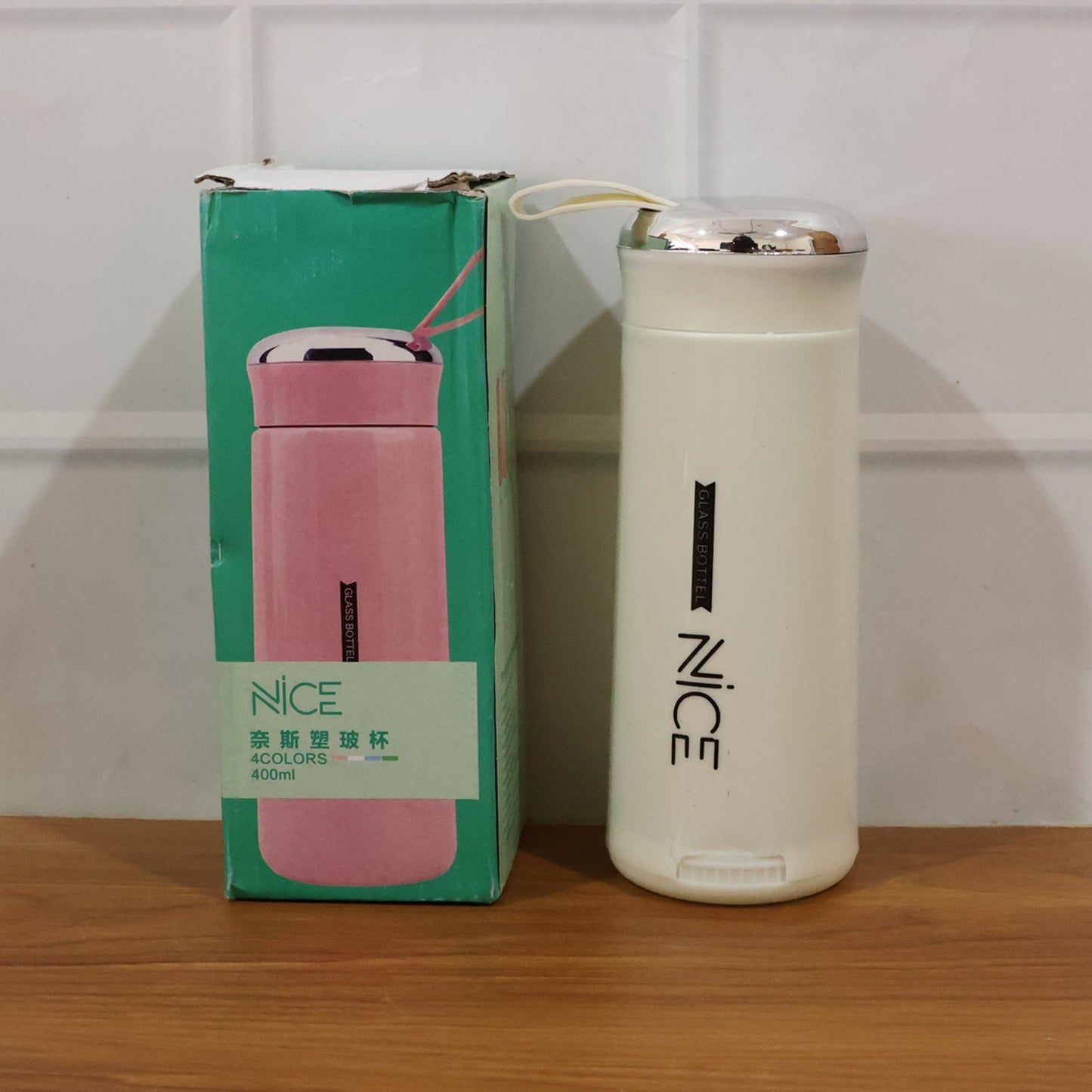 Premium White Glass Water Bottle (1 Pc ,400 ML)