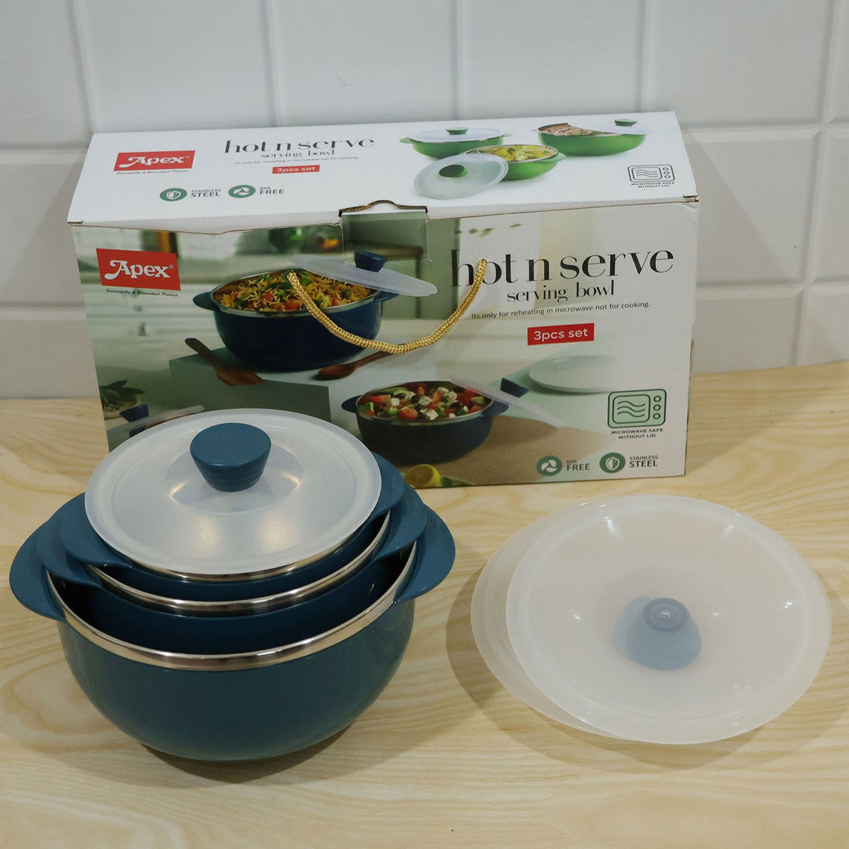 Casserole serving bowl set white bg