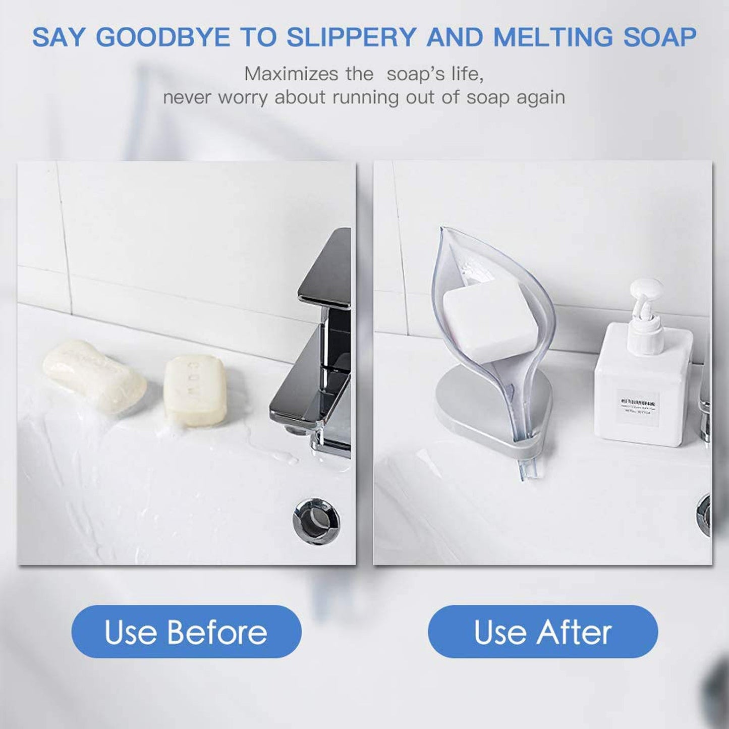 Leaf Shape Soap Dish Holder with Drain for Bathroom & Kitchen Use