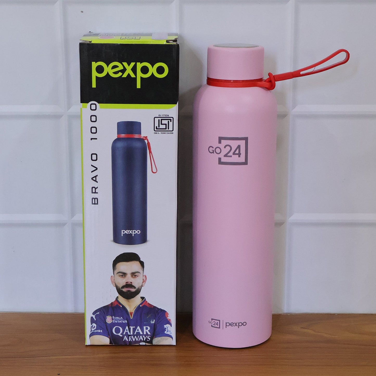 Pexpo Bravo Vacuum Insulated Hot & Cold Stainless Steel Water Bottle 1000 ML
