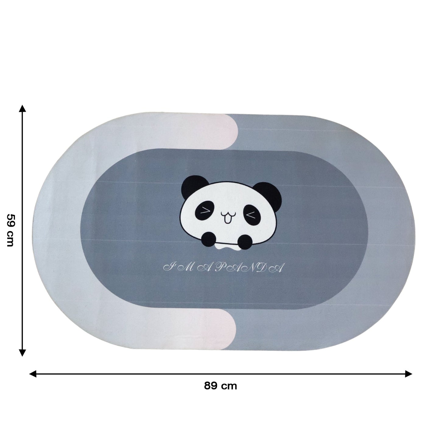 Anti-Slip Cartoon Panda Printed Bathroom Floor Mat (1 Pc, 89 x 59 Cm)