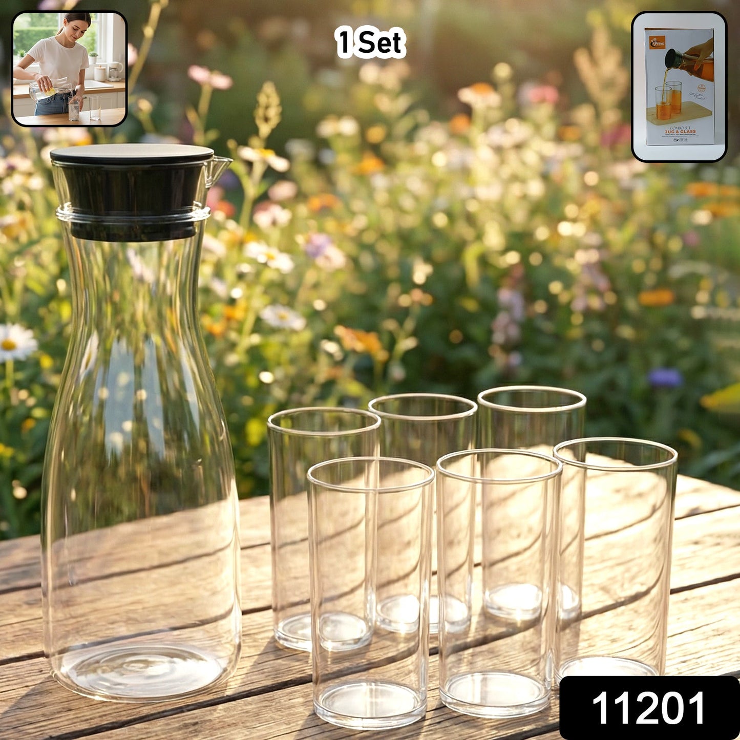 water jug set with glasses for kitchen dining