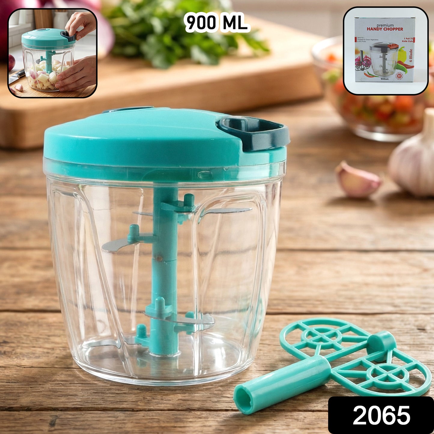 6 BLADE 2IN1 MANUAL FOOD CHOPPER (900Ml)
